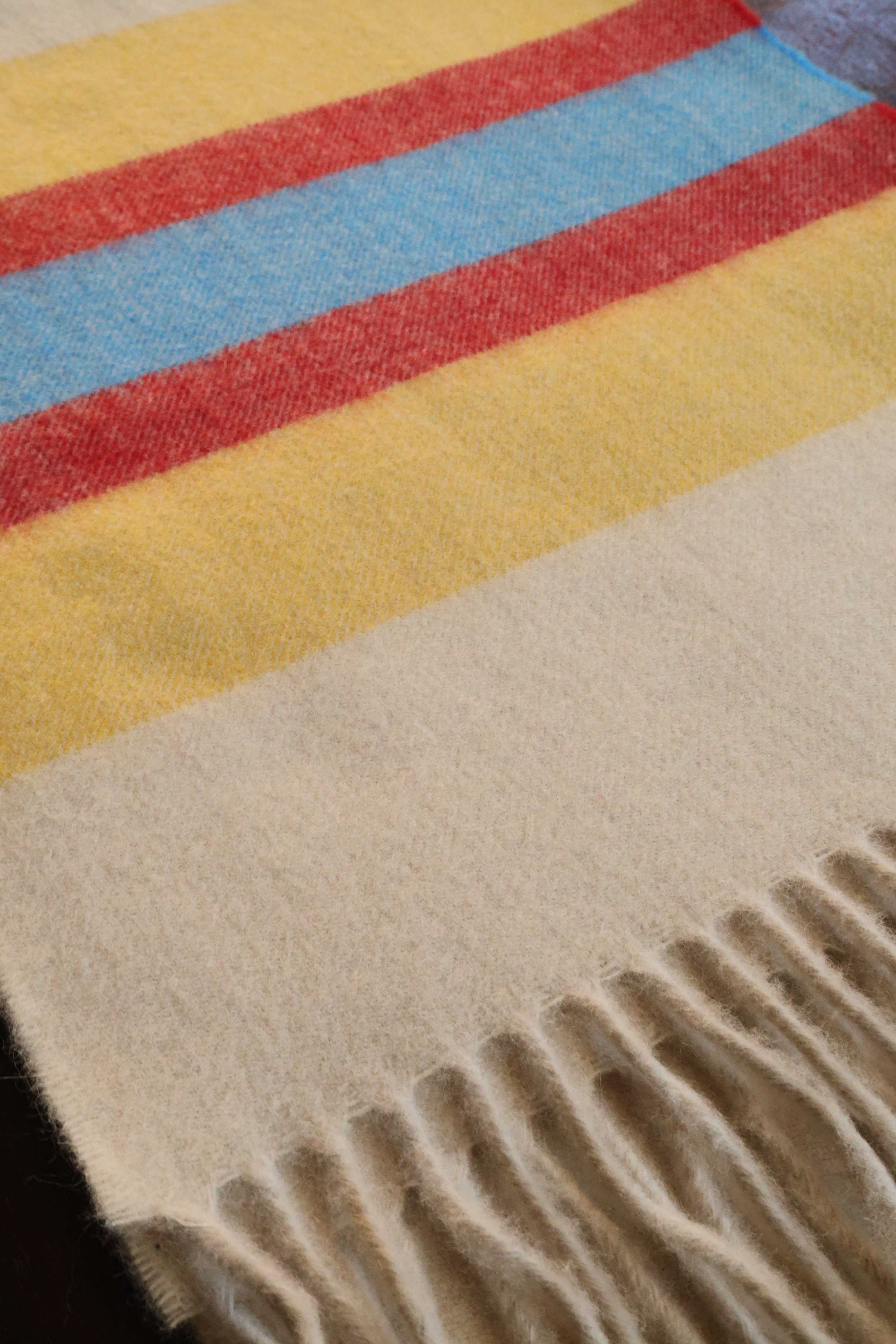 Cashmere Lambswool Scarf Cream Yellow Red