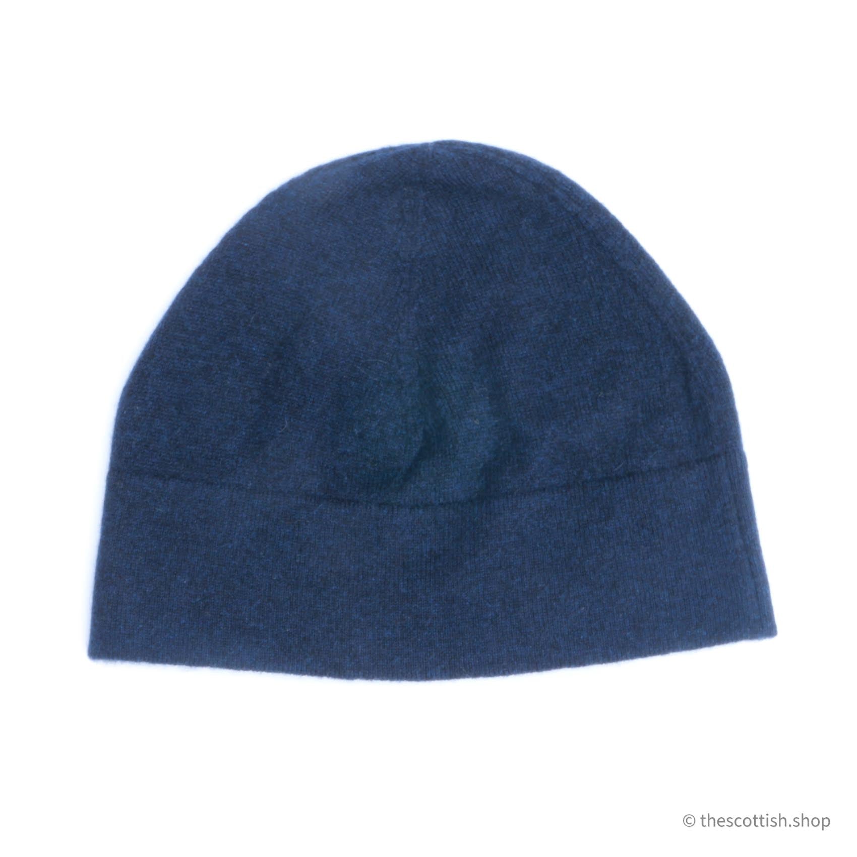 Kuuhi Kaschmir-Klassik-Mütze Marineblau — zeitloses Strickdesign, 100% Kaschmir, Unisex, Made in Scotland