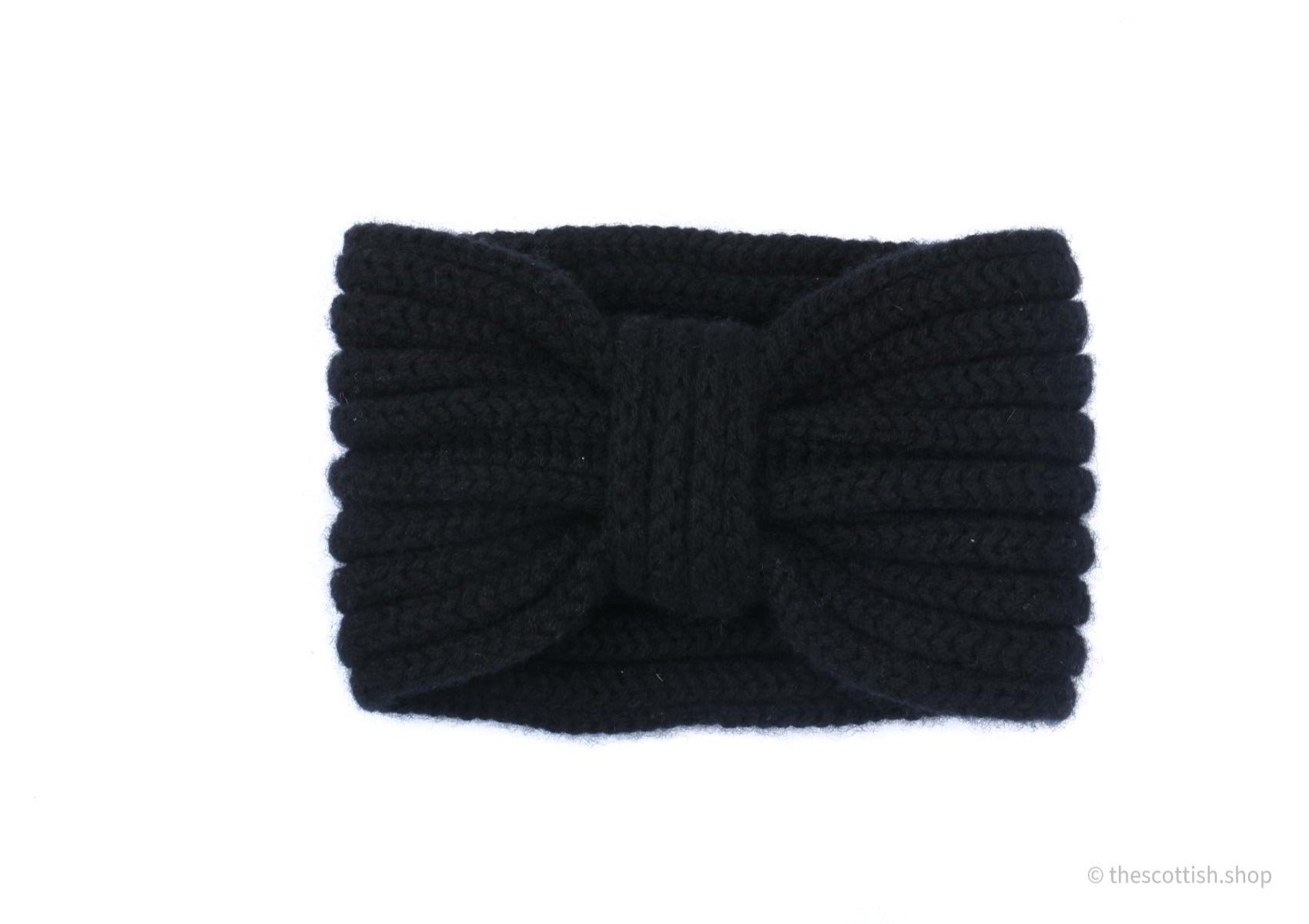 Rosie Sugden Kaschmir Stirnband Schwarz — Rippenstrick, 100% Kaschmir, Einheitsgröße, Made in Scotland