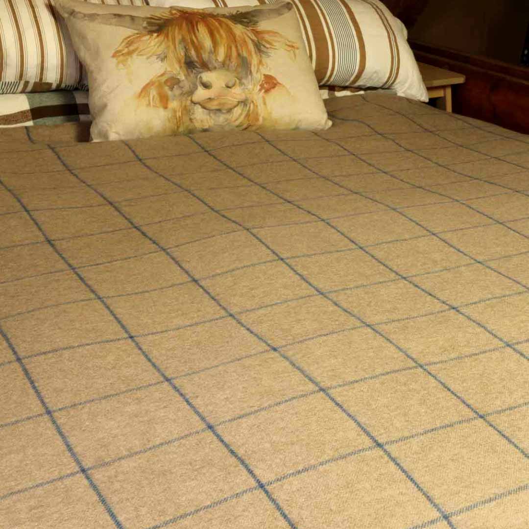 Kaschmir Tagesdecken Beige Blau