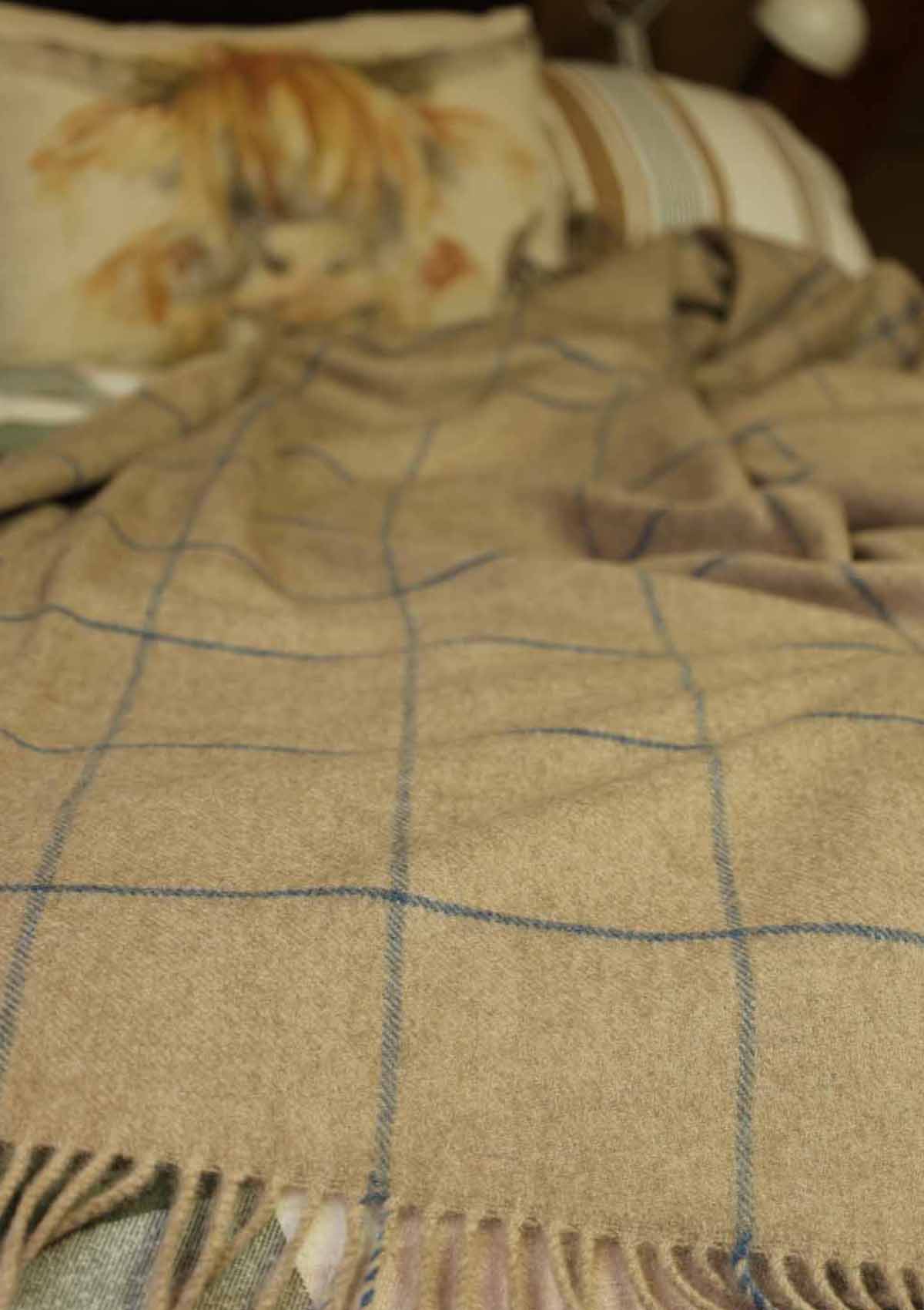 Kaschmir Tagesdecken Beige Blau