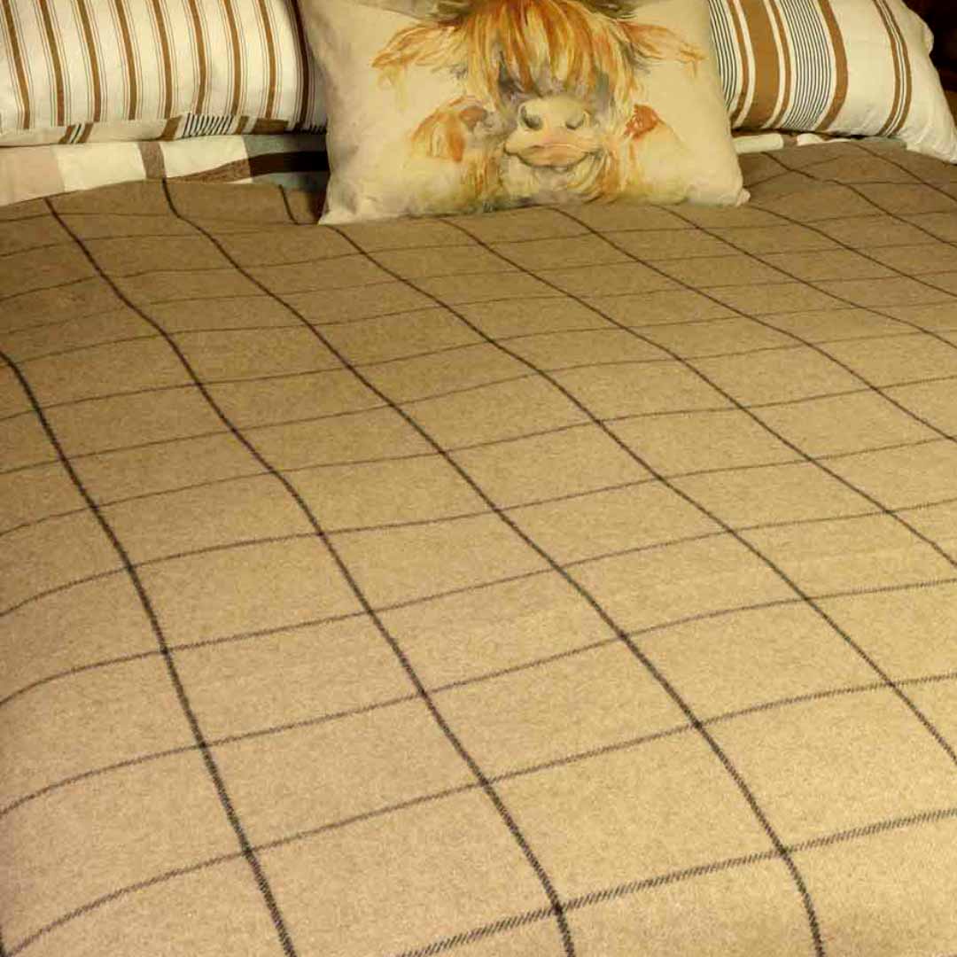 Kaschmir Tagesdecken Beige und Charcoal