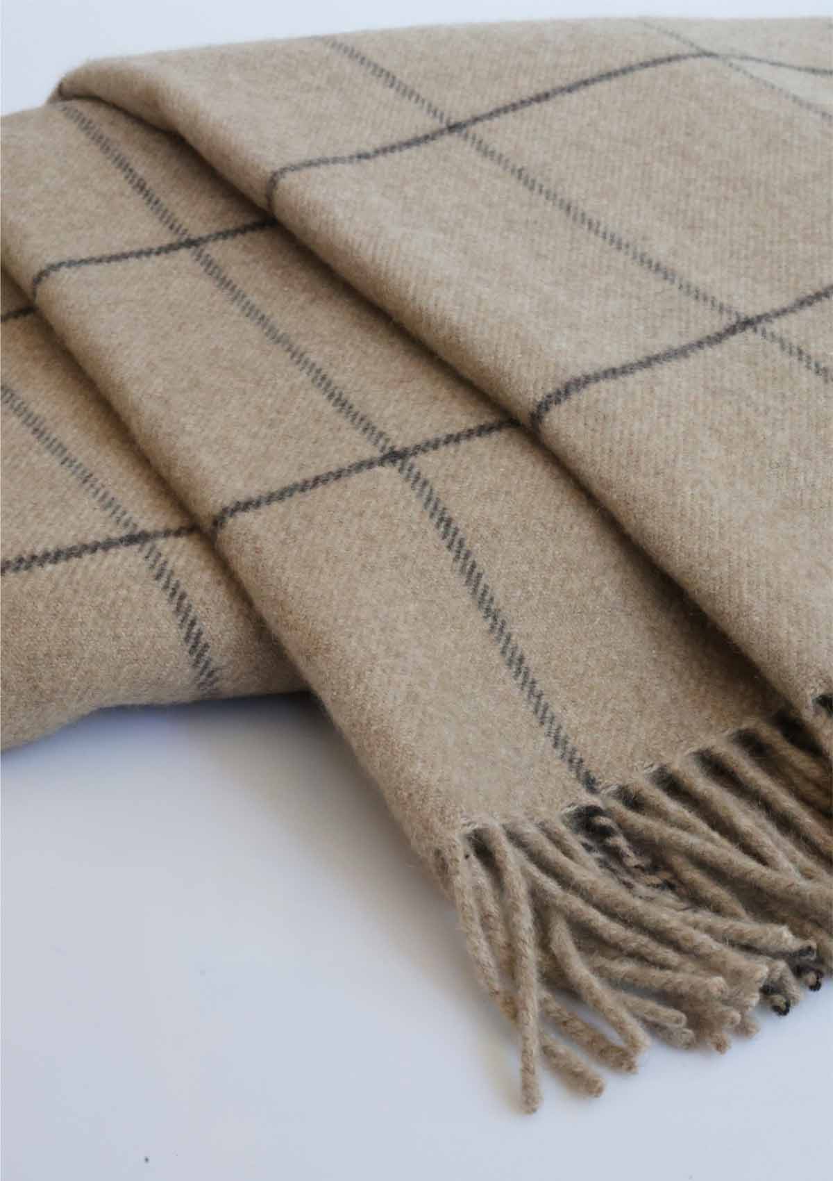 Kaschmir Tagesdecken Beige und Charcoal