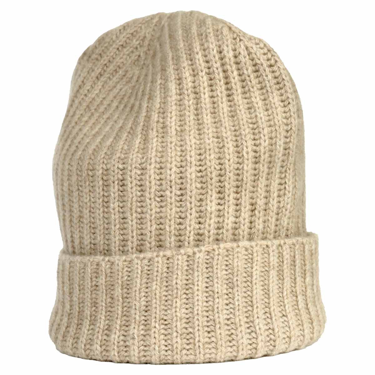 Kaschmir Mütze Gerippte Beige