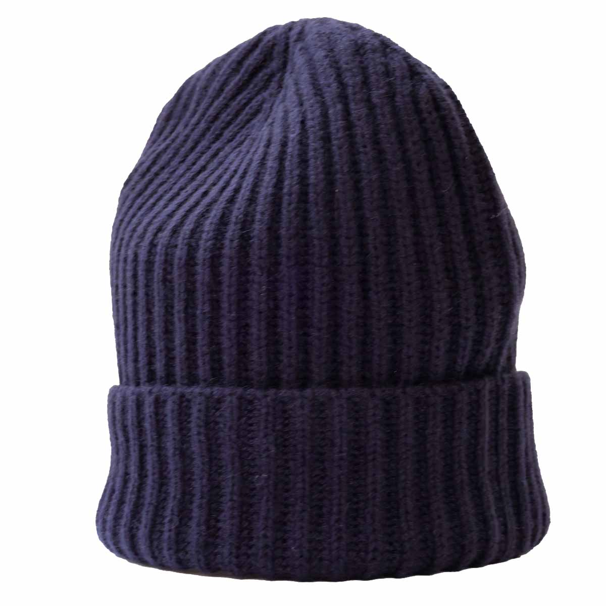 Cashmere Beanie Ribbed Navy