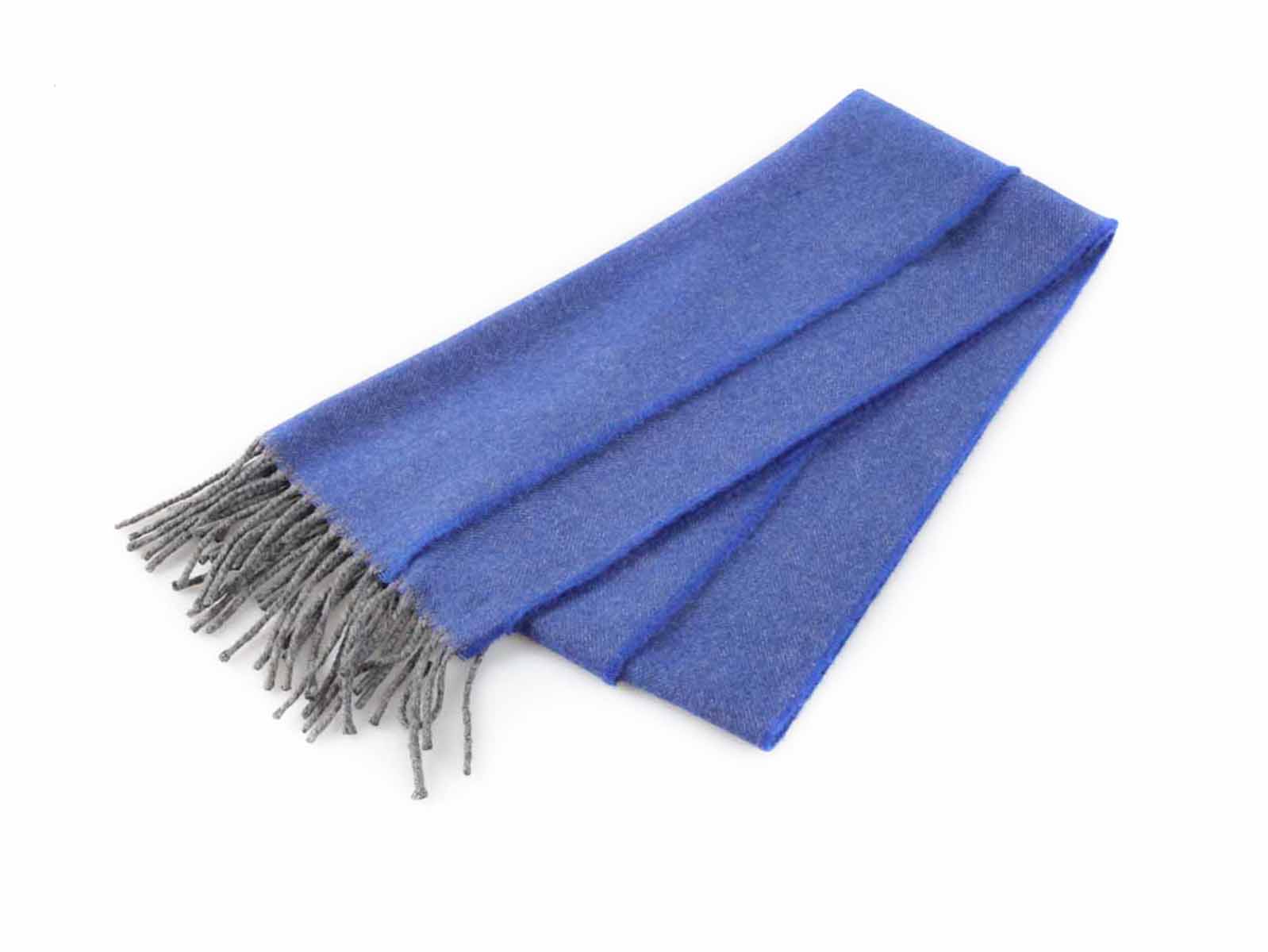 Kaschmirschals Fischgrätenmuster Blau