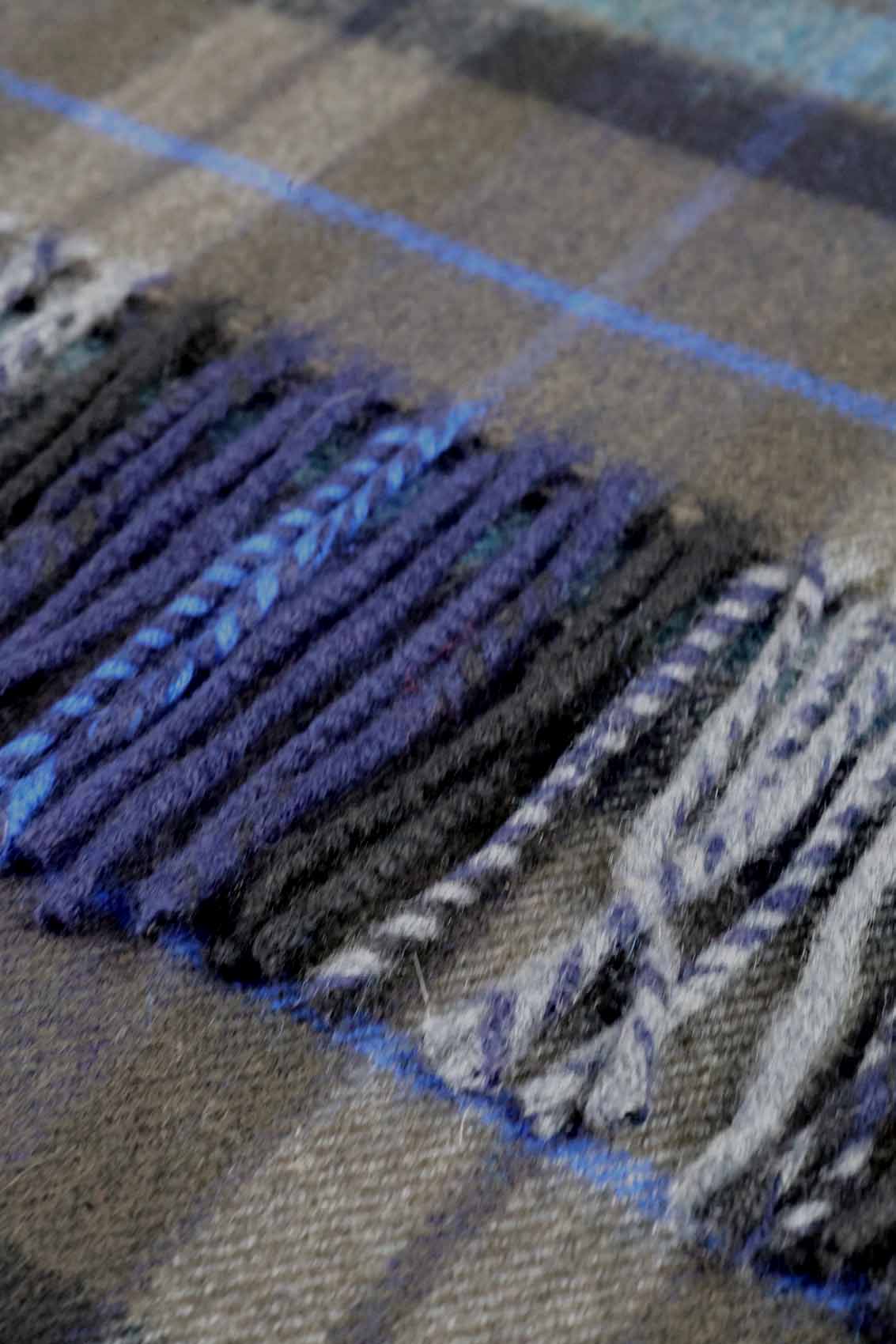 Kuuhi Kaschmirschal Storr Braun und Blau Tartan