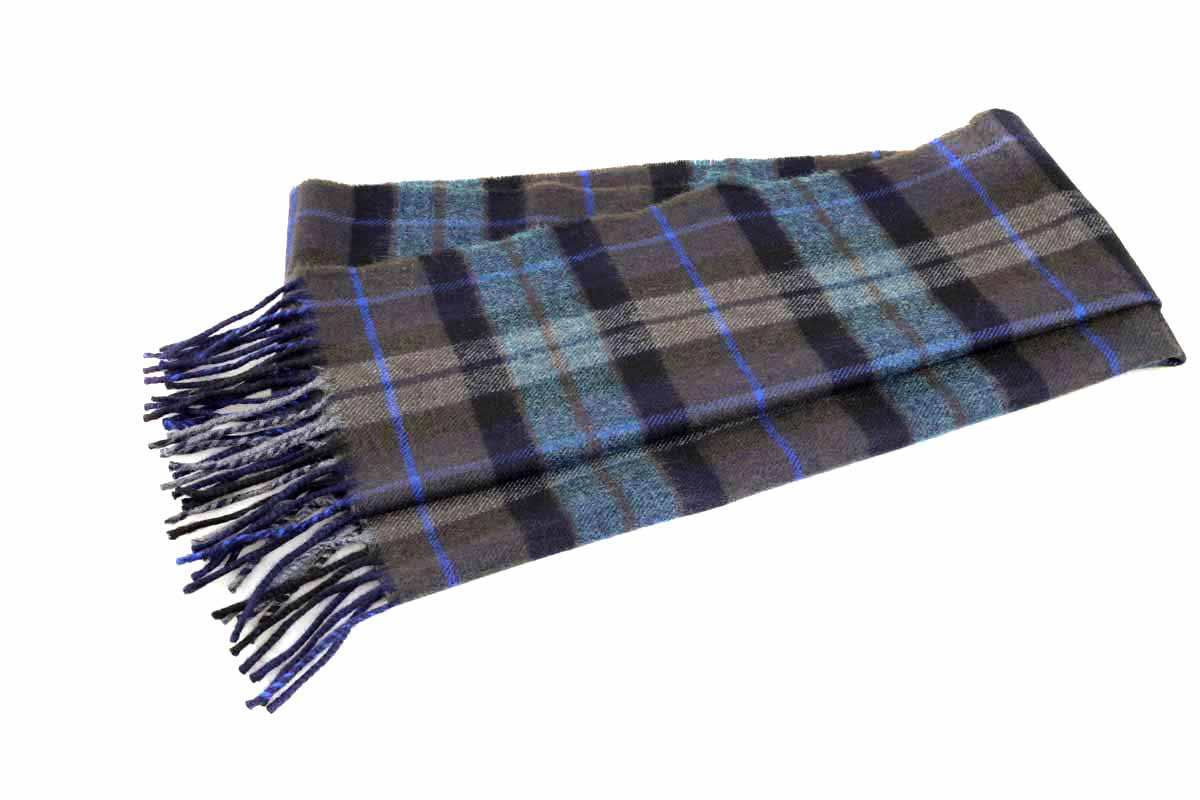 Kuuhi Kaschmirschal Storr Braun und Blau Tartan