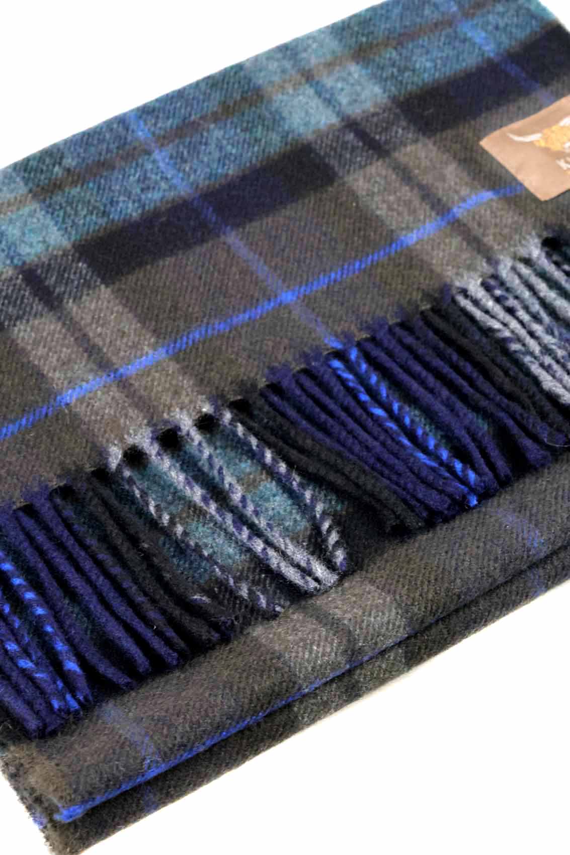 Kuuhi Kaschmirschal Storr Braun und Blau Tartan