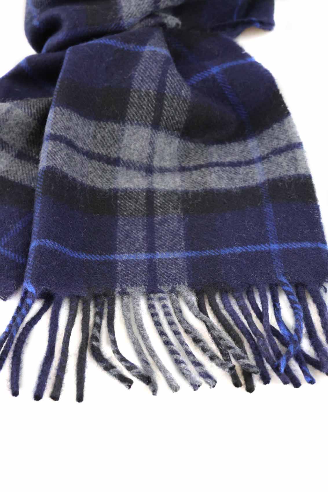 Kuuhi Kaschmirschal Neist Point Blau Weiss Tartan
