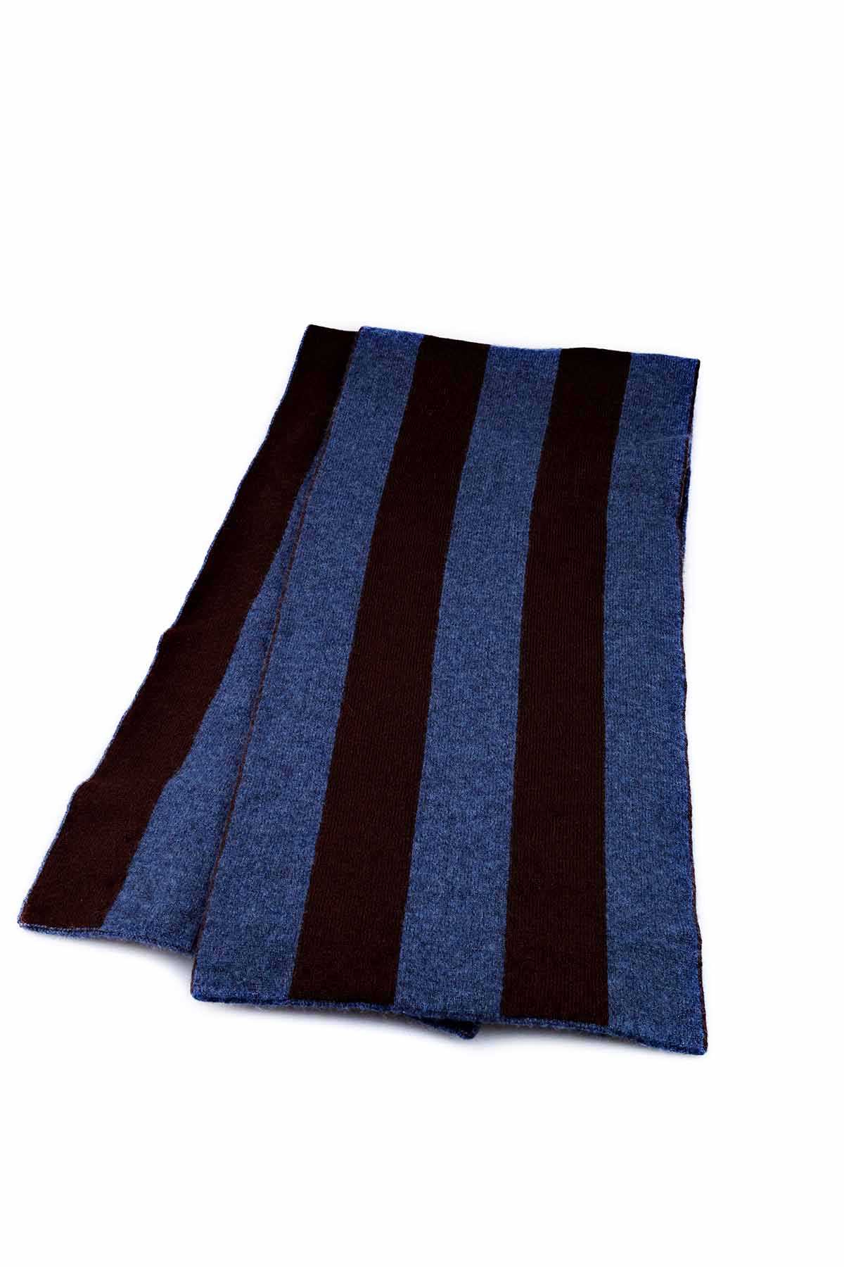 Kaschmirschal Gestreifter Blau und Braun