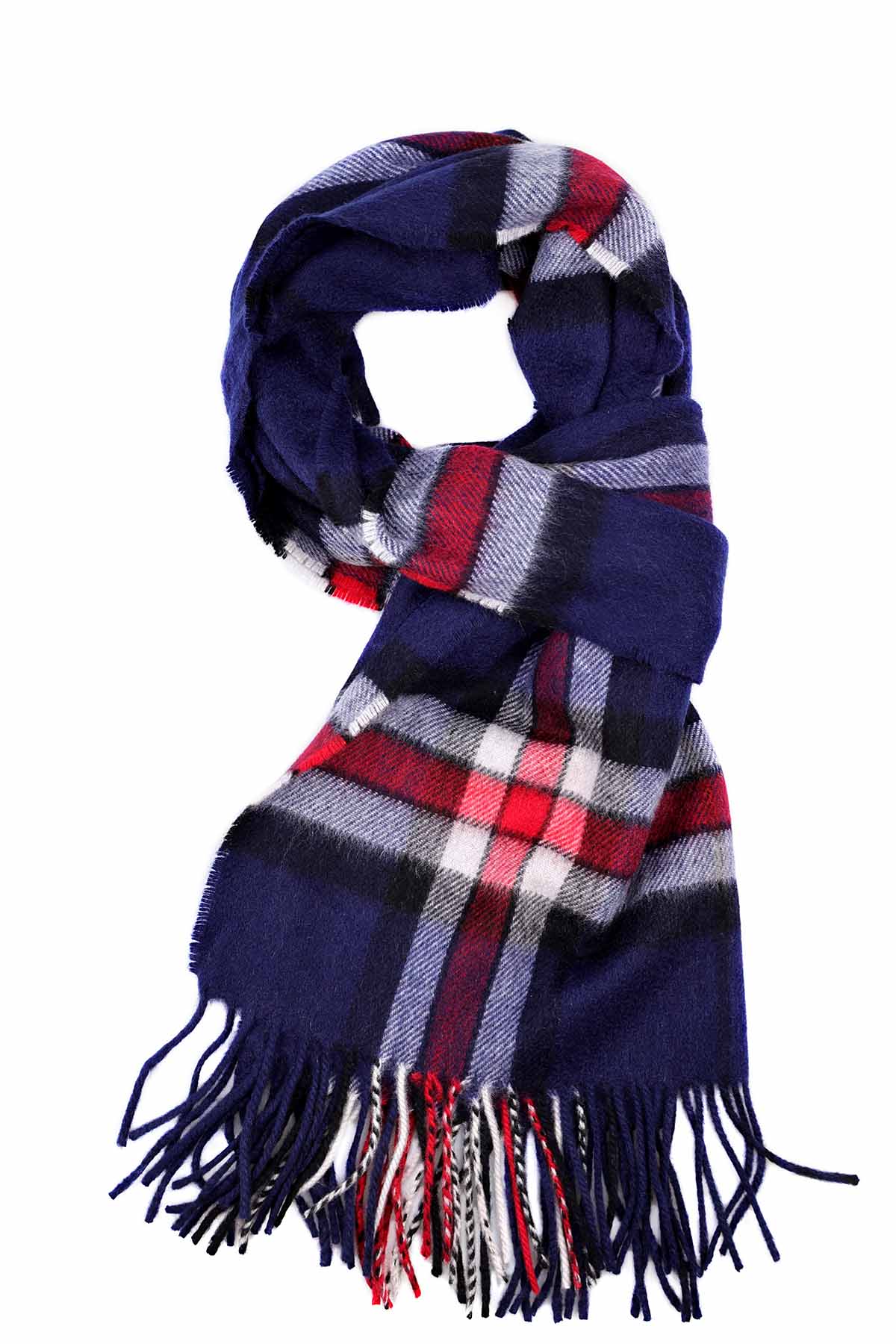 Large Cashmere Scarf | Pink and Grey Check