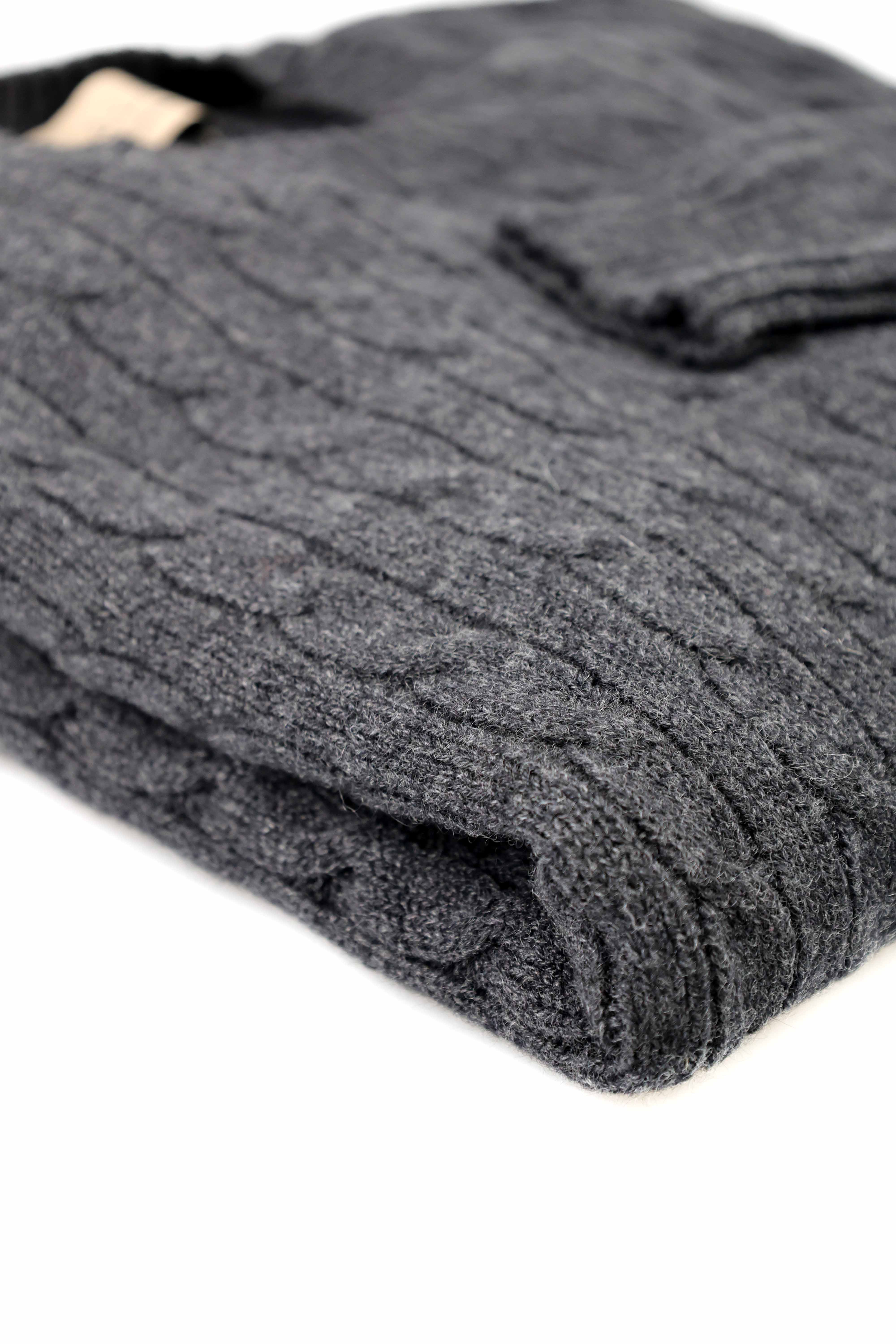 Kinalba Herren Kaschmir Zopfmuster Pullover Dunkelgrau