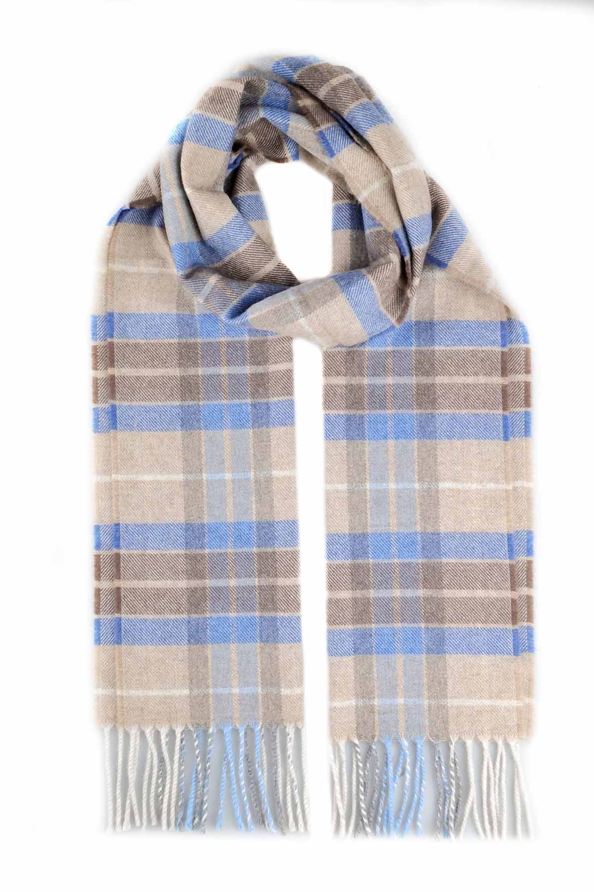 Kuuhi Kaschmirschal Fairy Pools Beige Blau Weiss