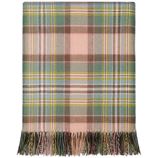 Lochcarron Wolldecke Dundee Rose Tartan, 100% Lammwolle, Made in Scotland