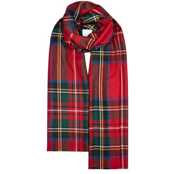 Fine Merino Wolle Stola Royal Stewart Tartan Lochcarron