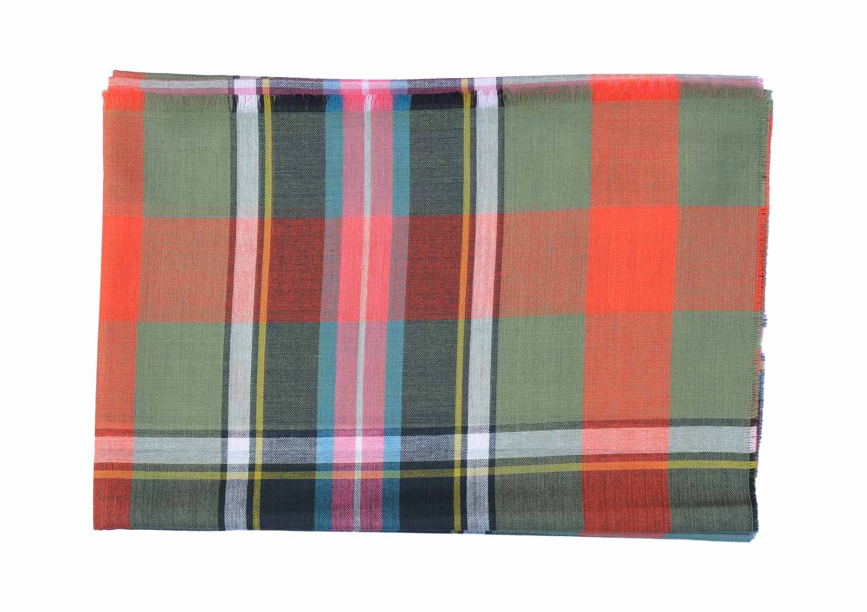 Merino Wolle Stola | Orange Tartan