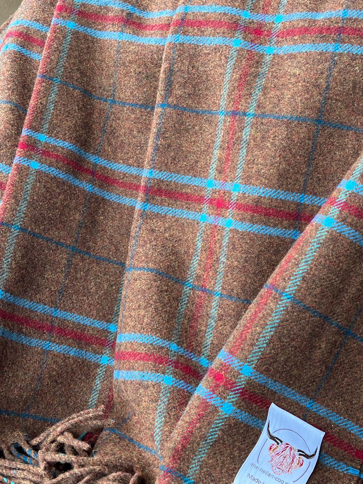 Scottish wool blankets Checked | Brown with blue and red check