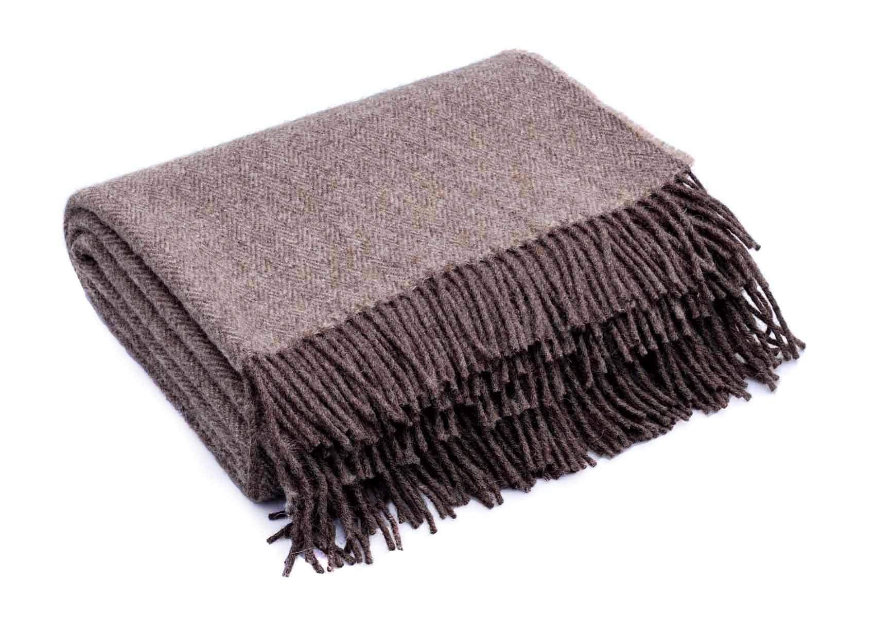 Shetland worsted wool blanket fawn brown