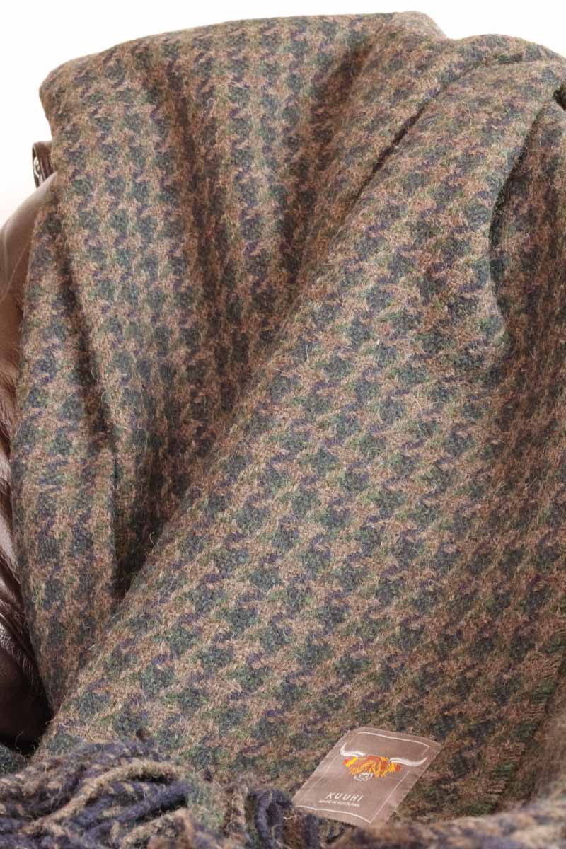 Shetland Sofa Wolldecke Hahnentritt Pfau Gruen 180cm | Kuuhi Scotland