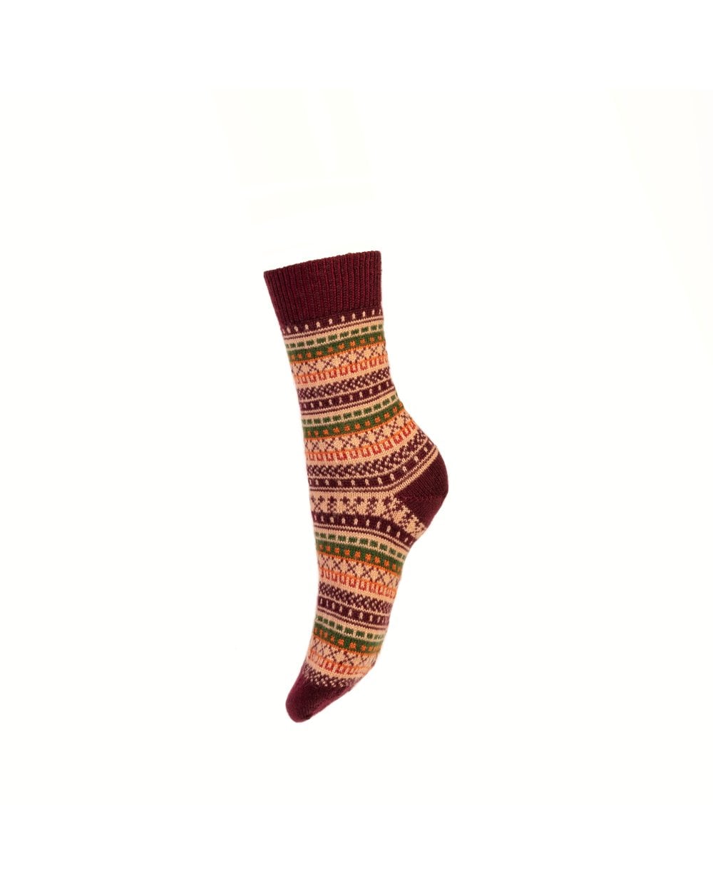 Fairisle Socken Damen Wein