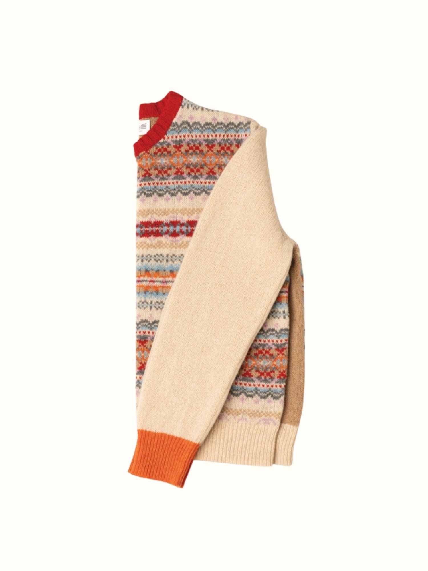 Eribé Westray Block Pullover Mallaig Beige Grau flach gelegt Vorder- und Rückseite