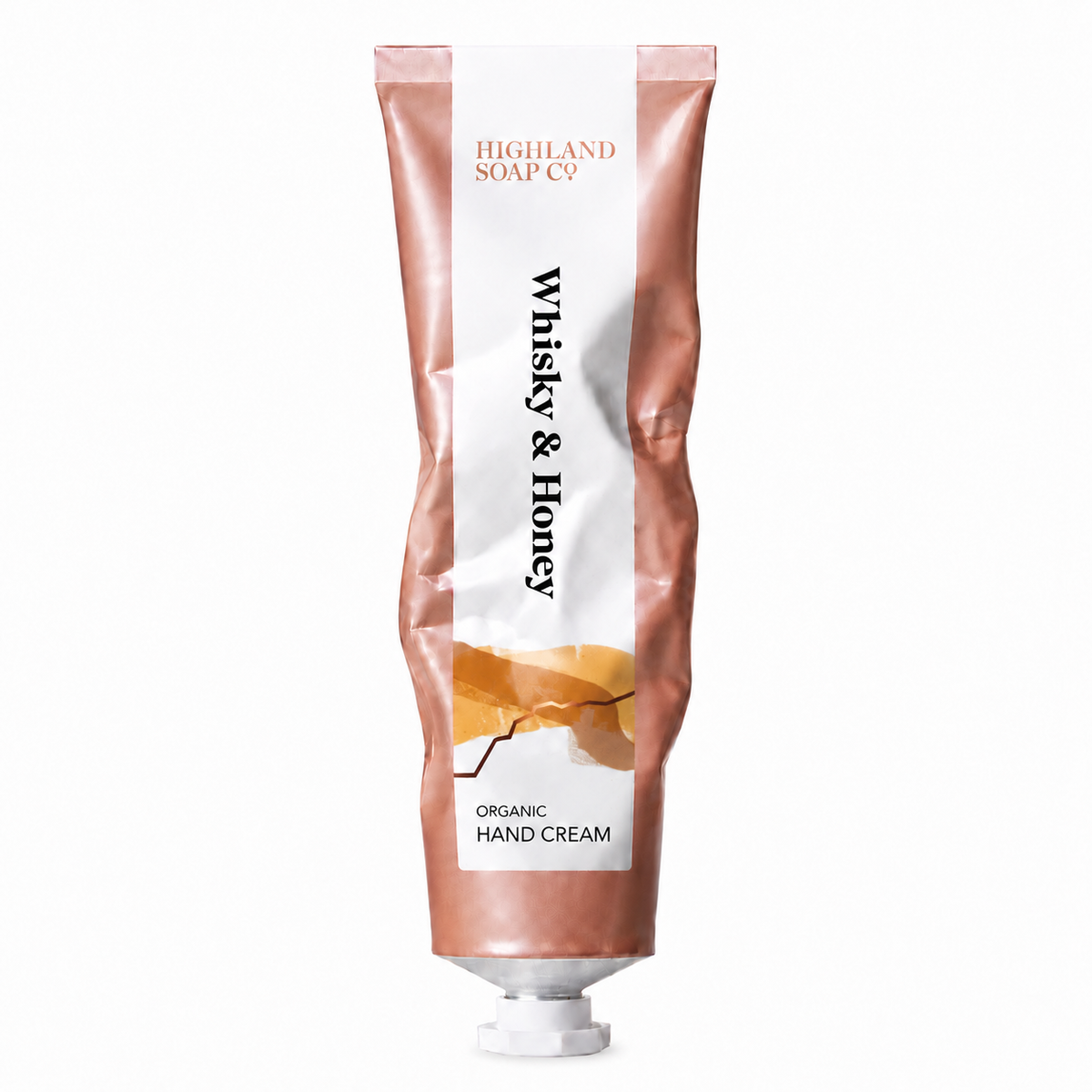 The Highland Soap Company Handcreme Whisky & Honey 70ml — Aluminiumtube Nahaufnahme