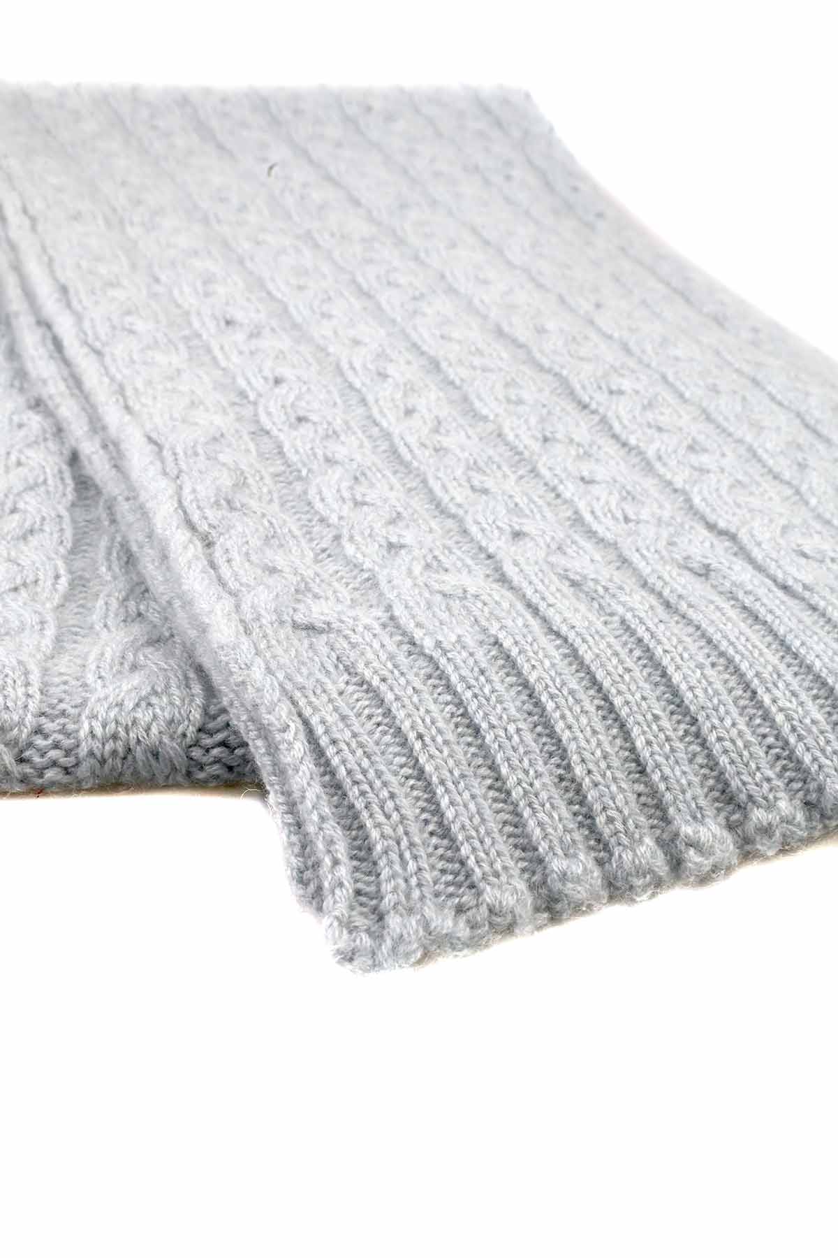 William Lockie Kaschmir Schal Zopfmuster Damen Silber Blau