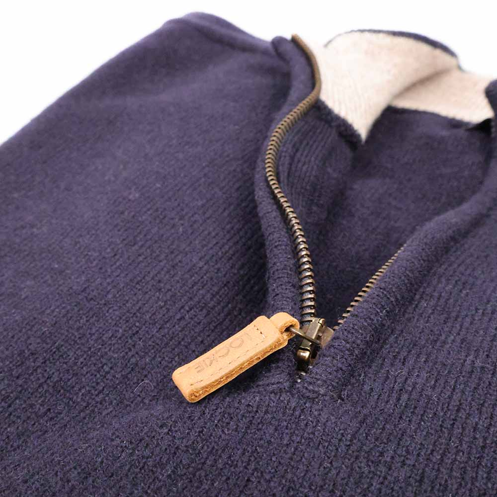 Herren Rollkragen Pullover Reißverschluss Navy