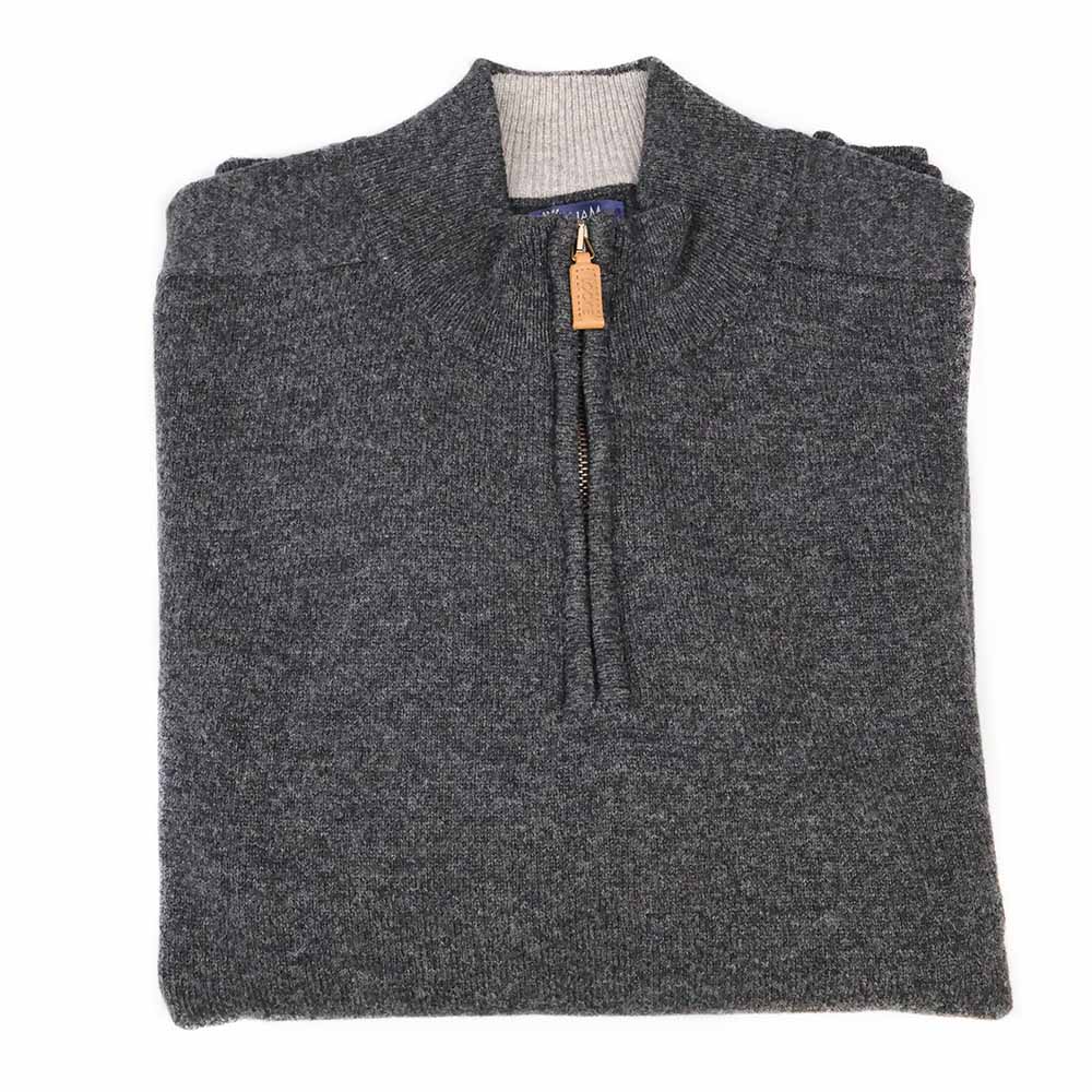 Herren Rollkragenpullover Reißverschluss Grau