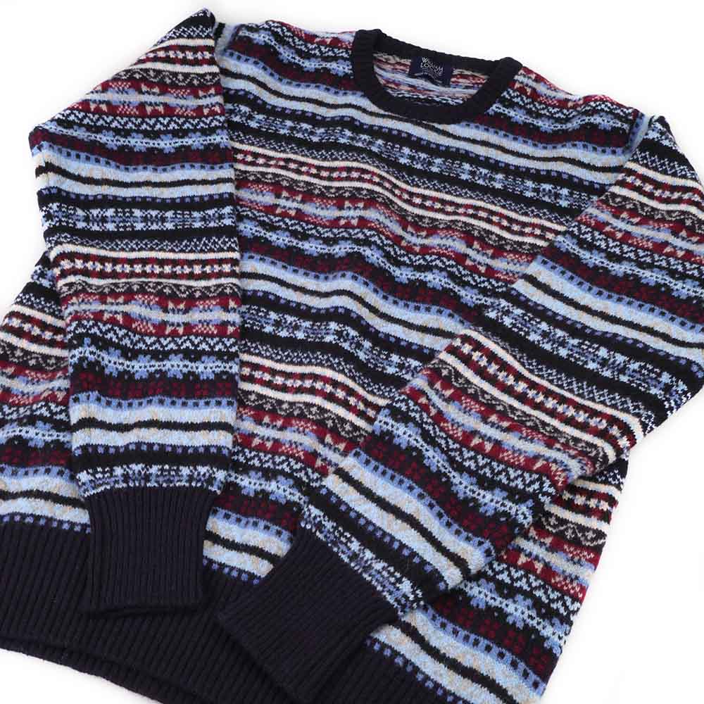 William Lockie Herren Geelong Fairisle Pullover in Blau Voll