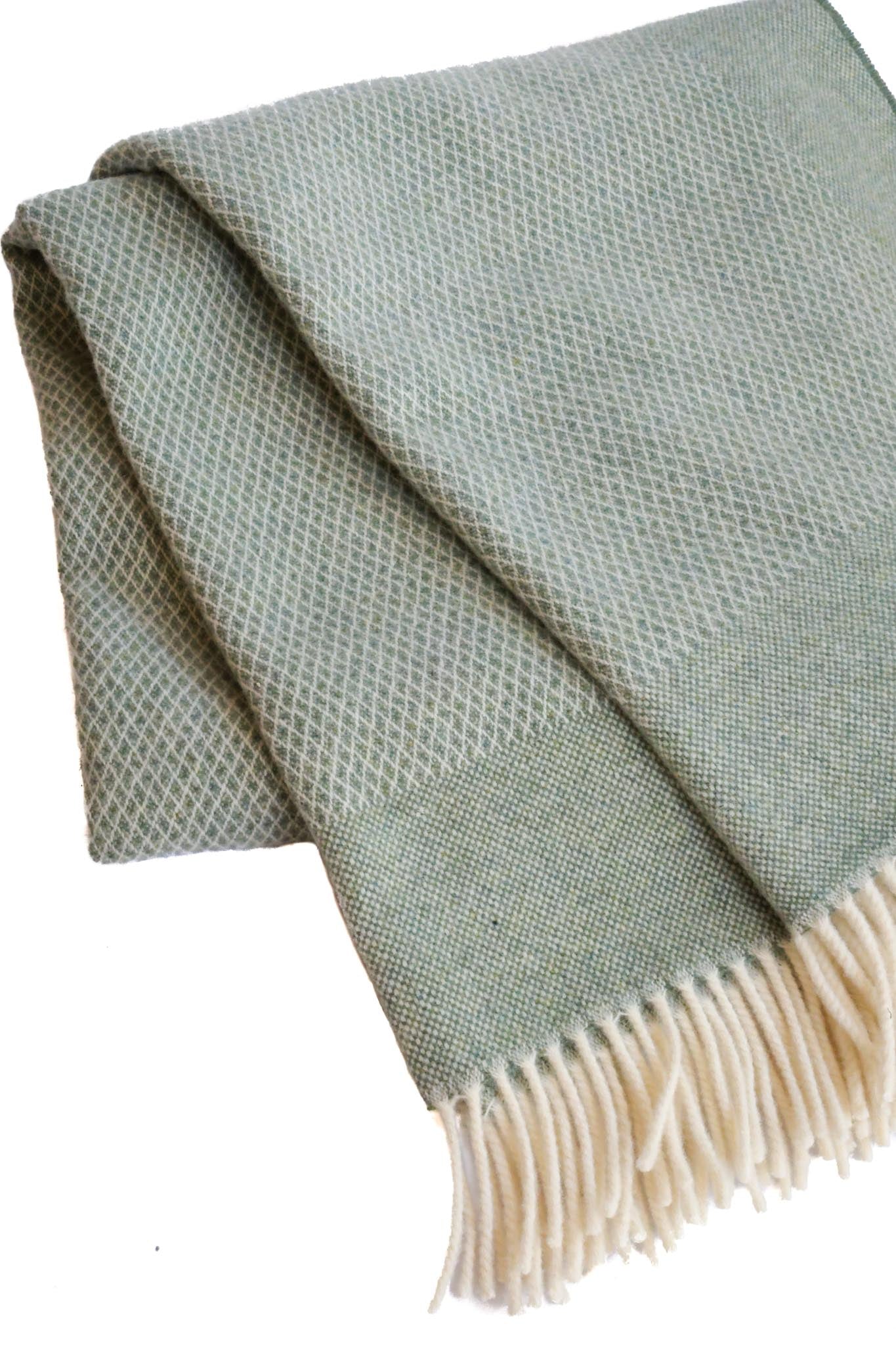 Lammwolle Kuscheldecke Rautenmuster Grün