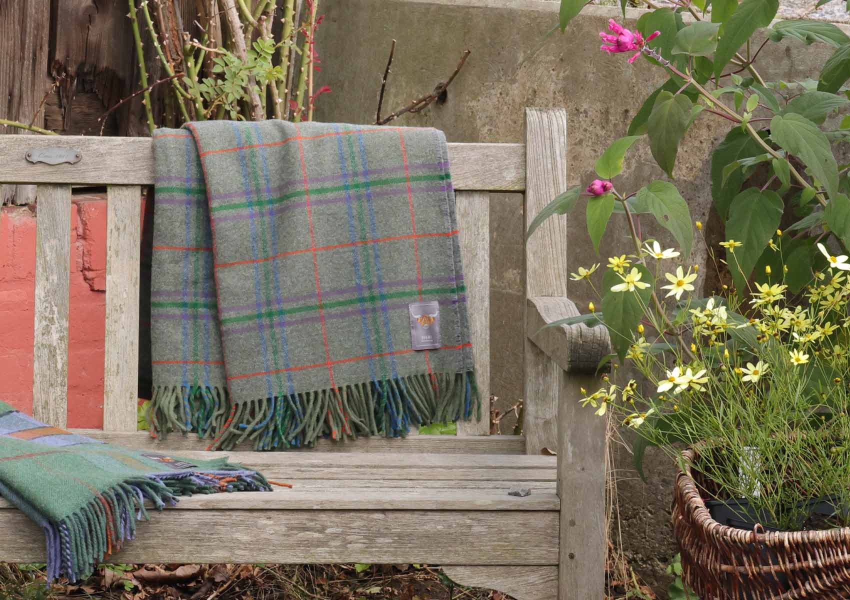 Schottische Tartan Plaid | Schurwolle Wolldecke Grün kariert | Glen Coe