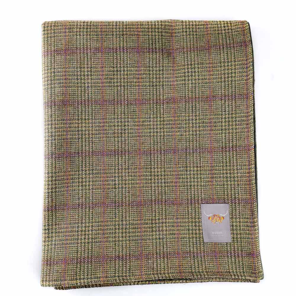XXL Family Picnic Blanket: Green Tartan with Purple & Orange