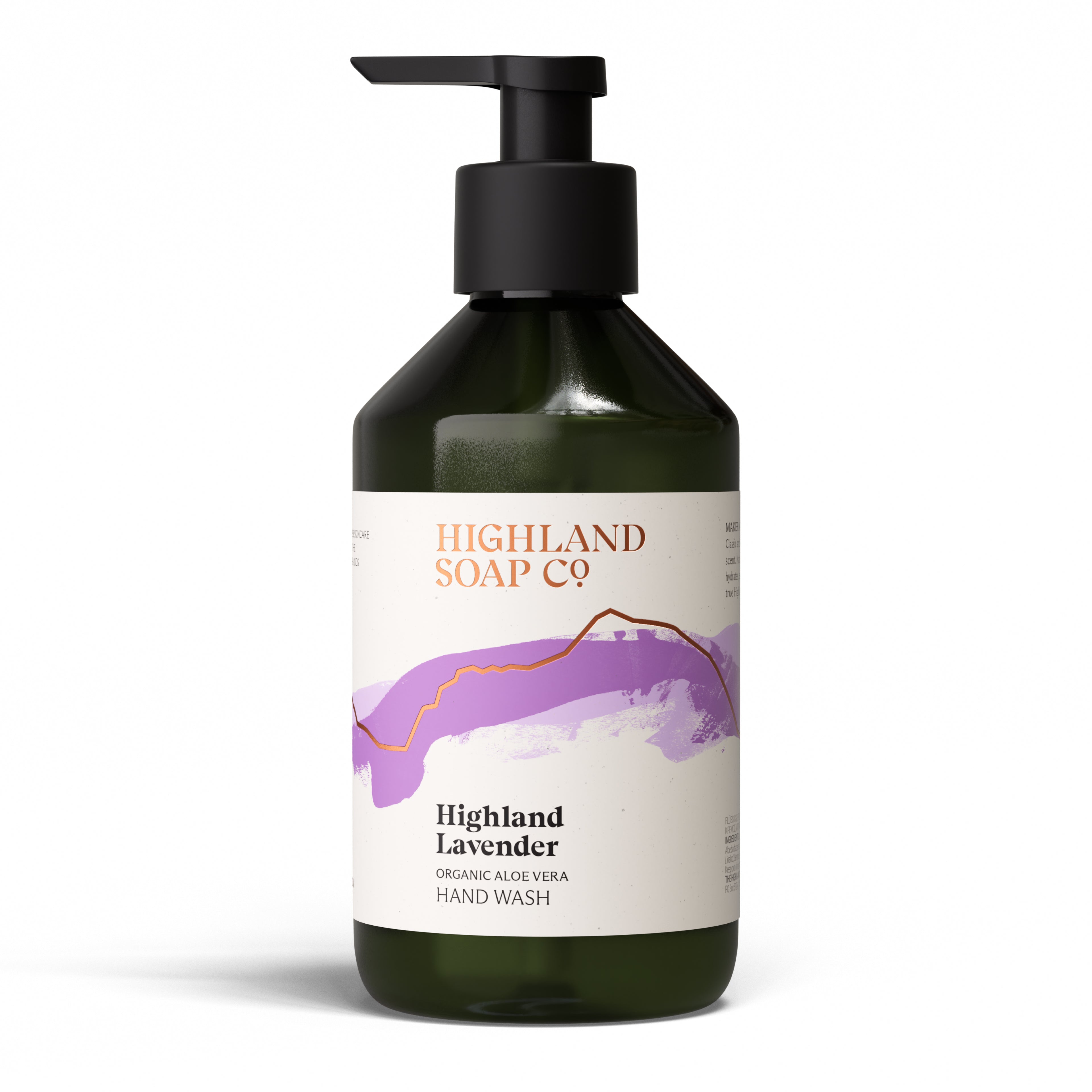 The Highland Soap Company Highland Lavender Liquid Soap 300ml — Front, Organic Hand Soap with Pure Lavender Oil, Made in Scotland