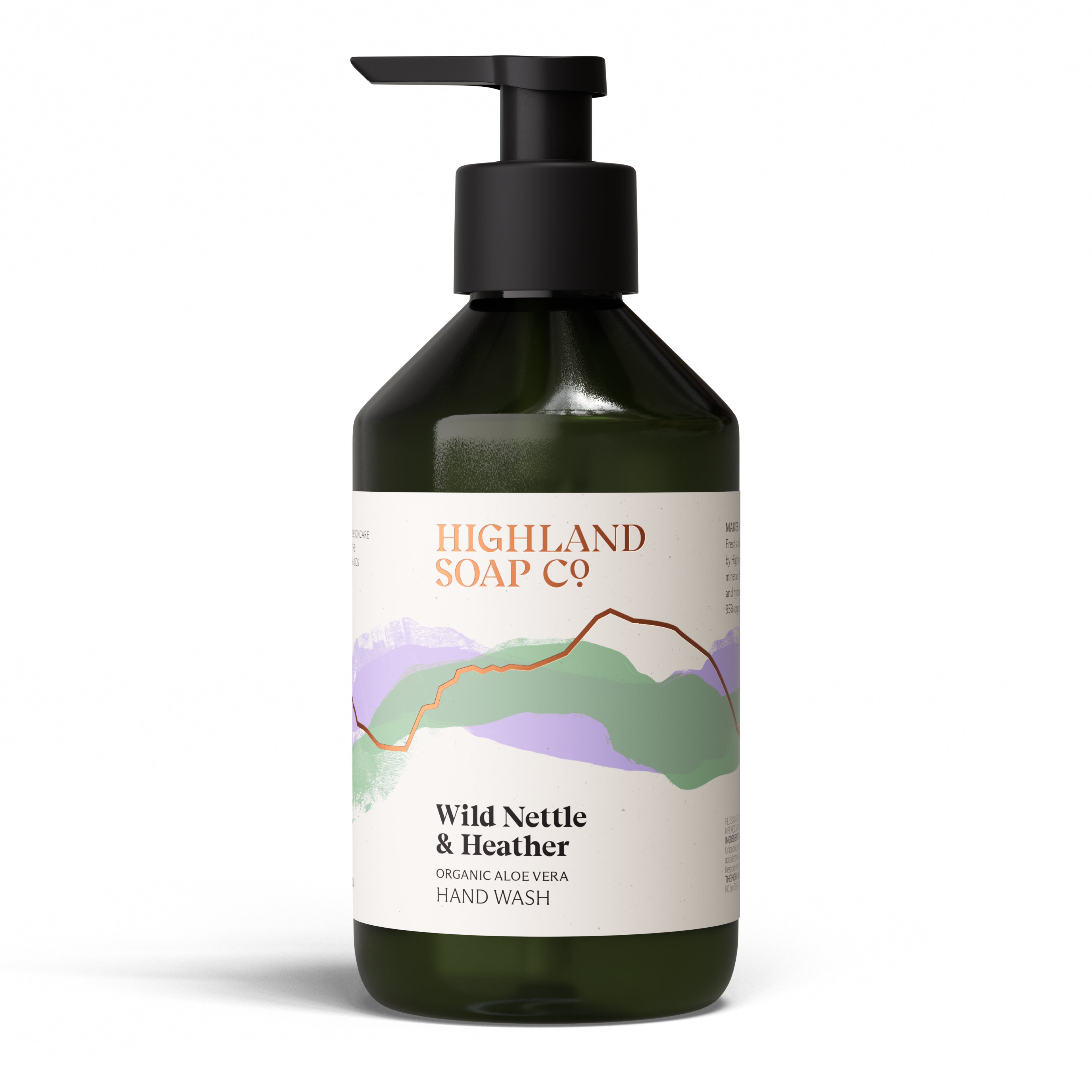Highland Soap Company Flüssigseife Wild Nettle & Heather 300ml — Heidekraut und Brennnessel, 95%+ Bio, Made in Scotland