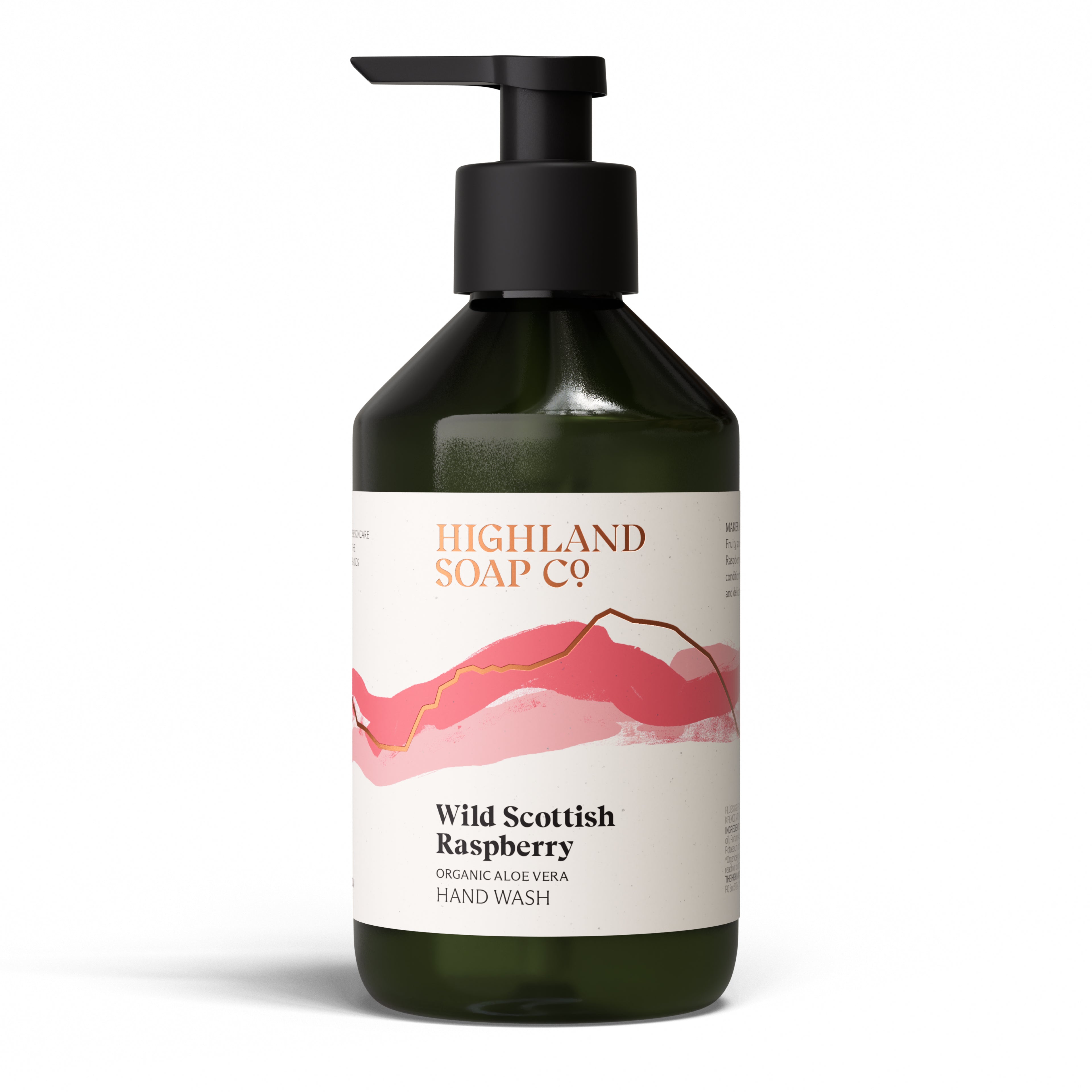 Highland Soap Company Flüssigseife Wild Scottish Raspberry 300ml — wilde schottische Himbeere, 95%+ Bio, Made in Scotland