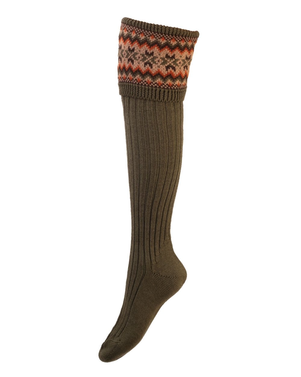 Women's Fairisle Socks - Olive Green