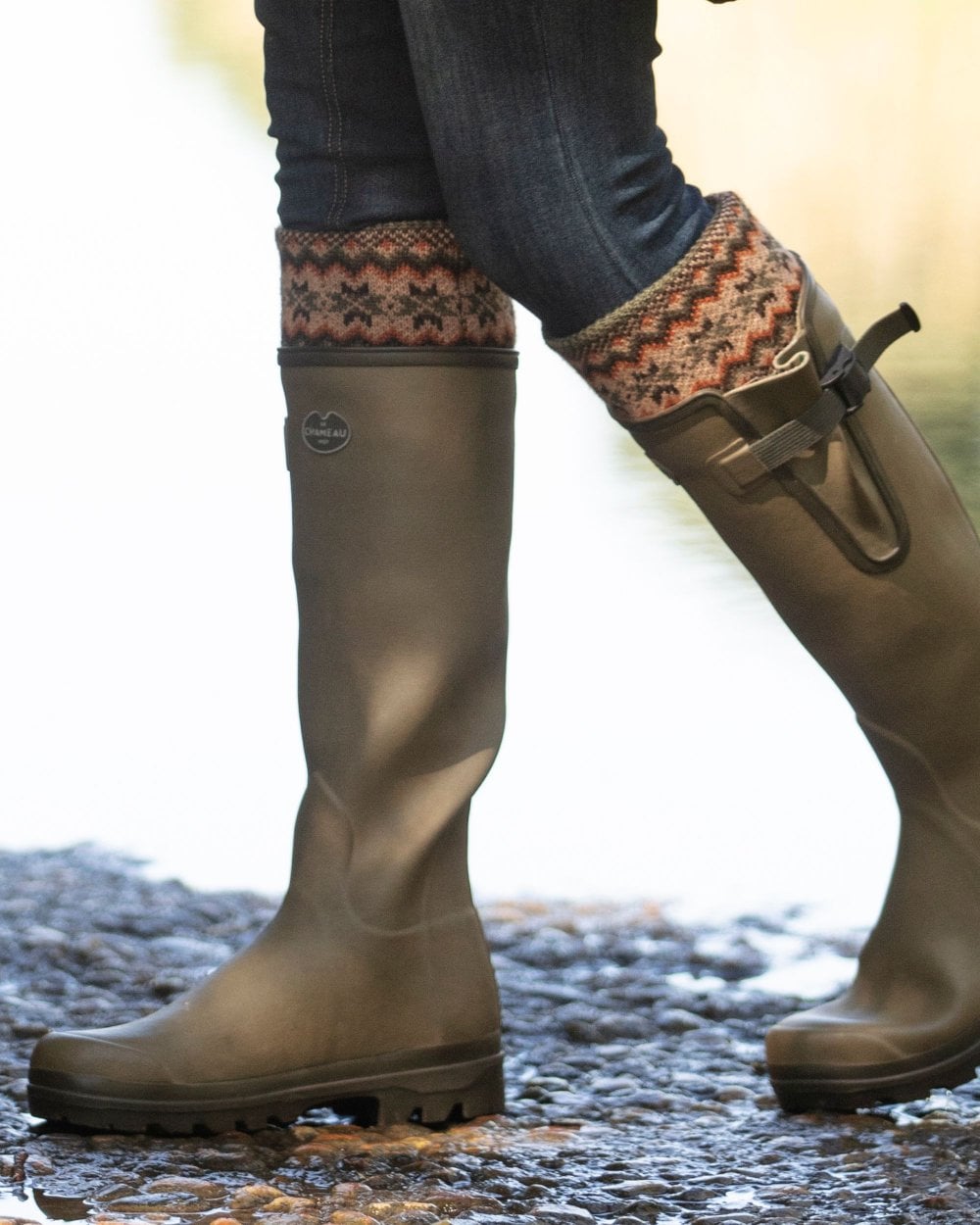 Women's Fairisle Socks - Olive Green