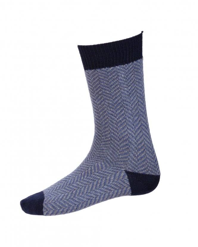Herren Socken Fischgrätenmuster Marine