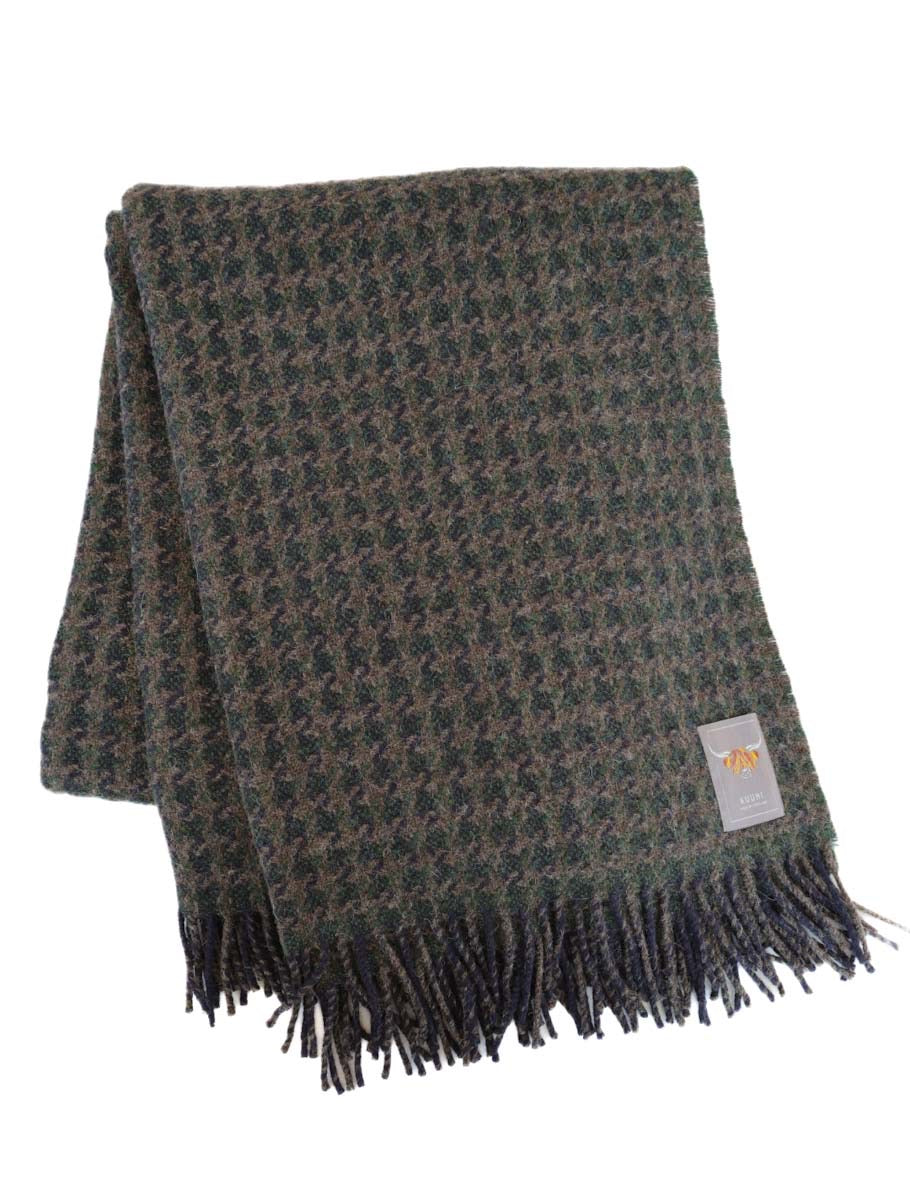 Houndstooth Shetland Sofa Wool Blanket | Peacock
