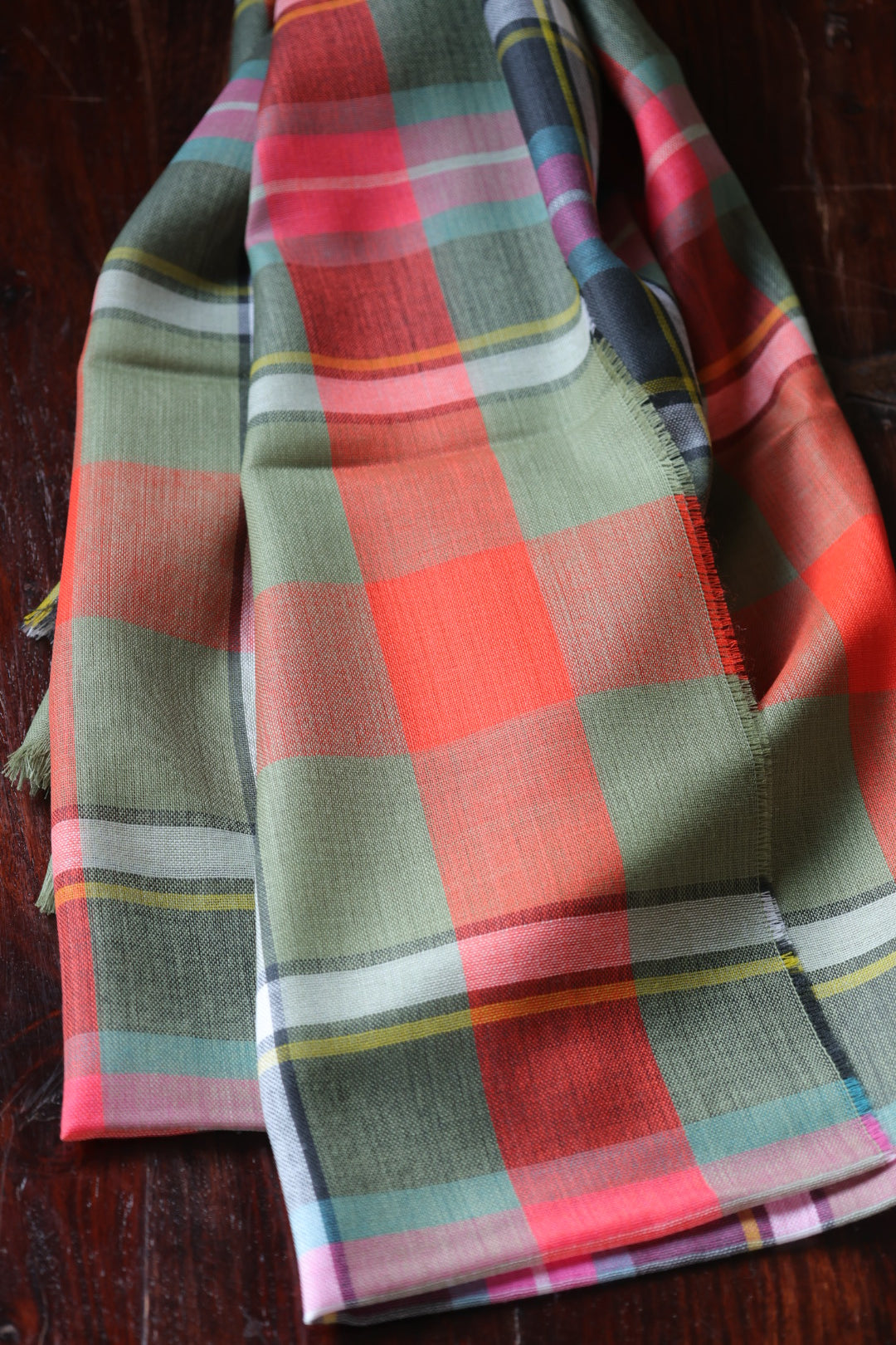 Merino Wolle Stola | Orange Tartan