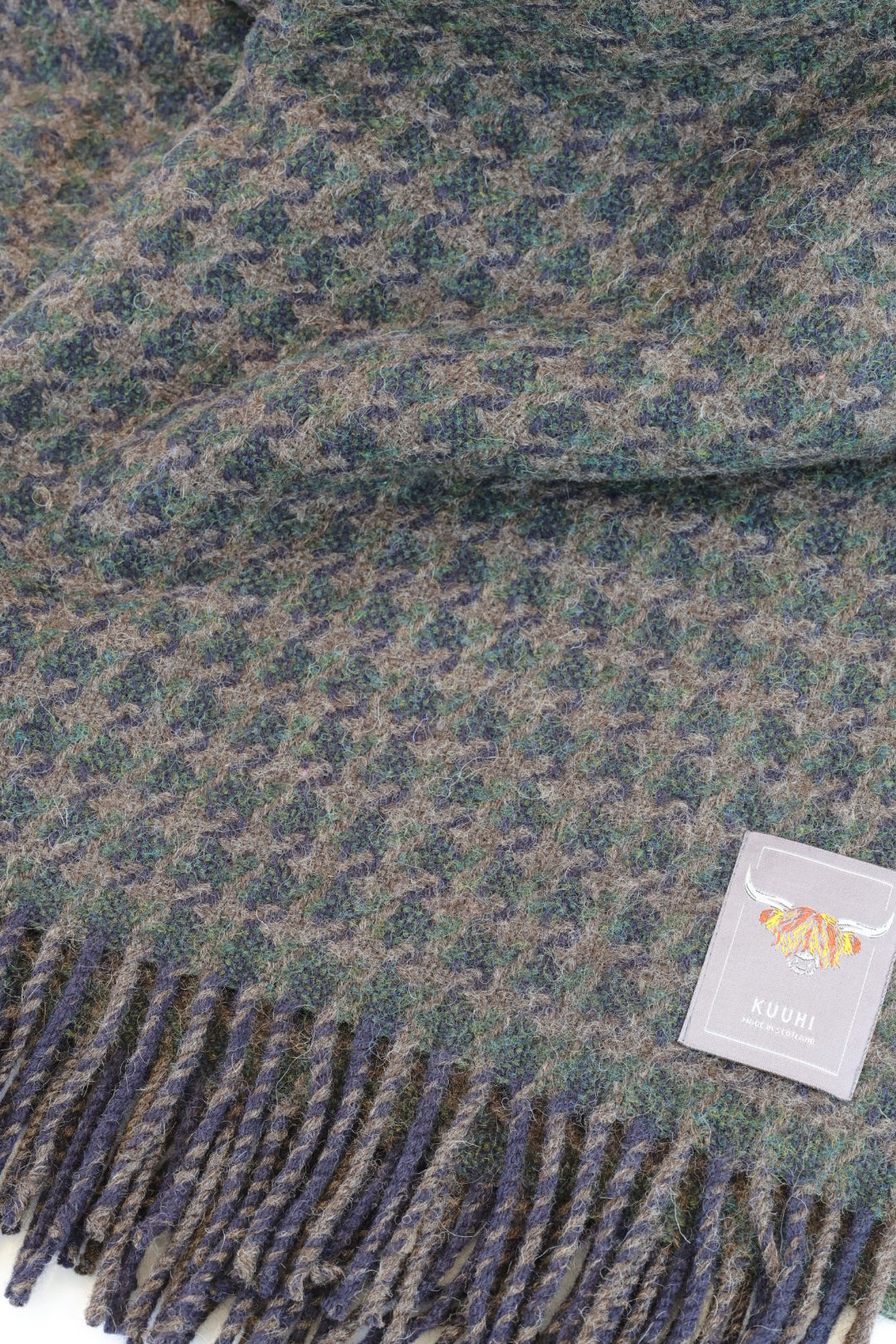 Houndstooth Shetland Sofa Wool Blanket | Peacock