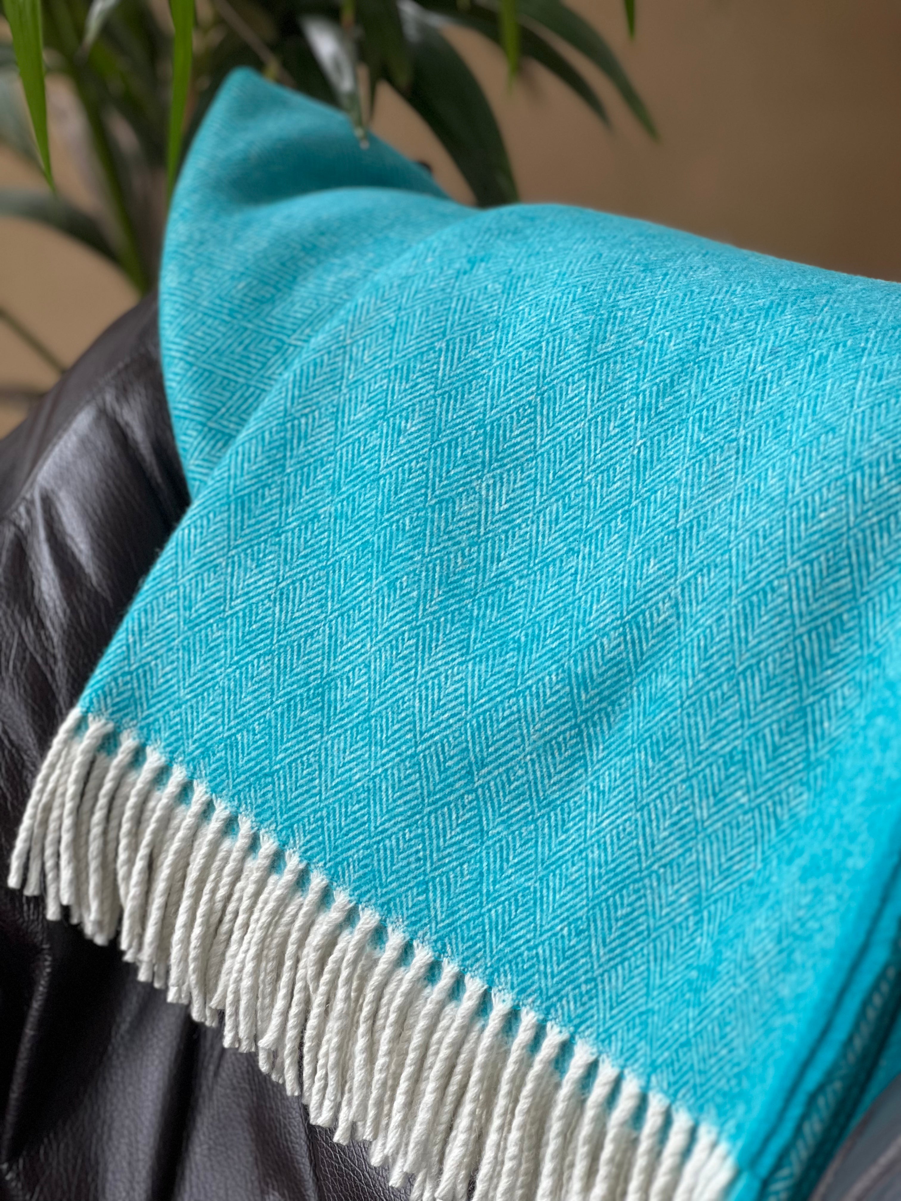 Cashmere Wool Blanket Blue