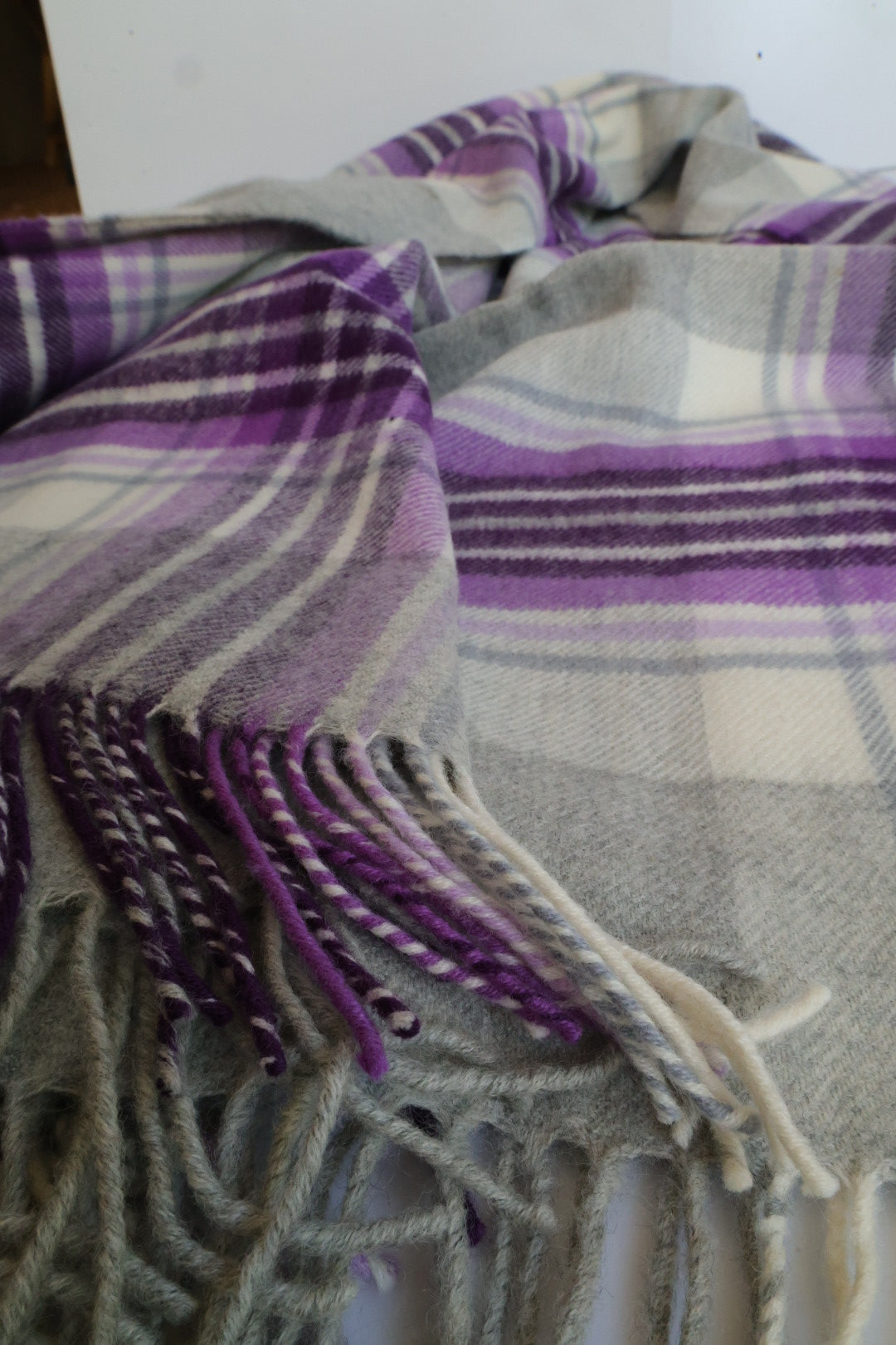 Wool blanket tartan grey