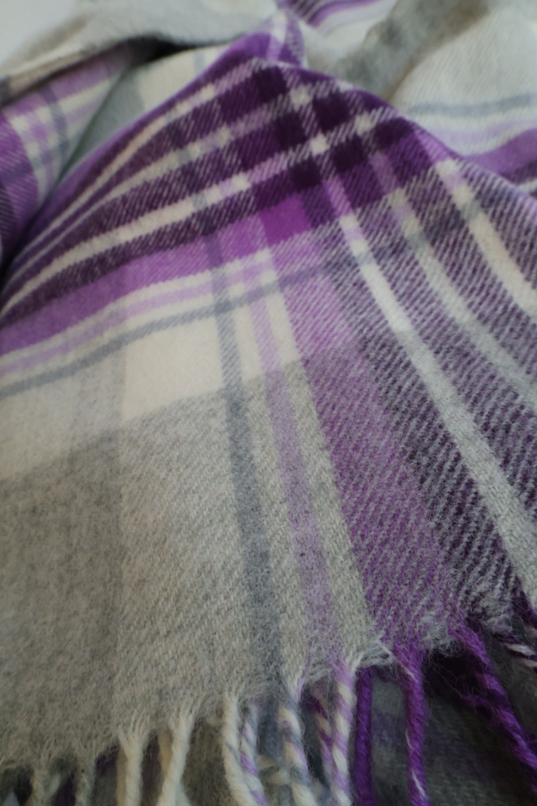 Wool blanket tartan grey