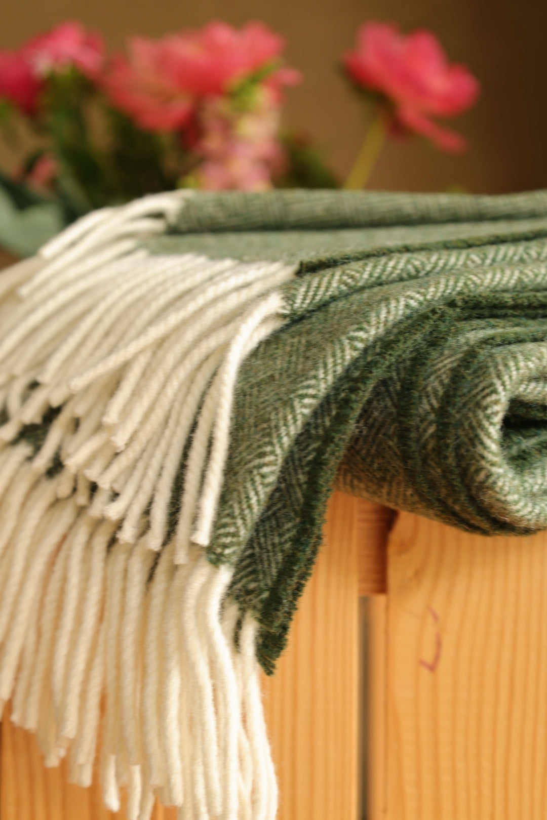 Lammwolle Kuscheldecke Grün
