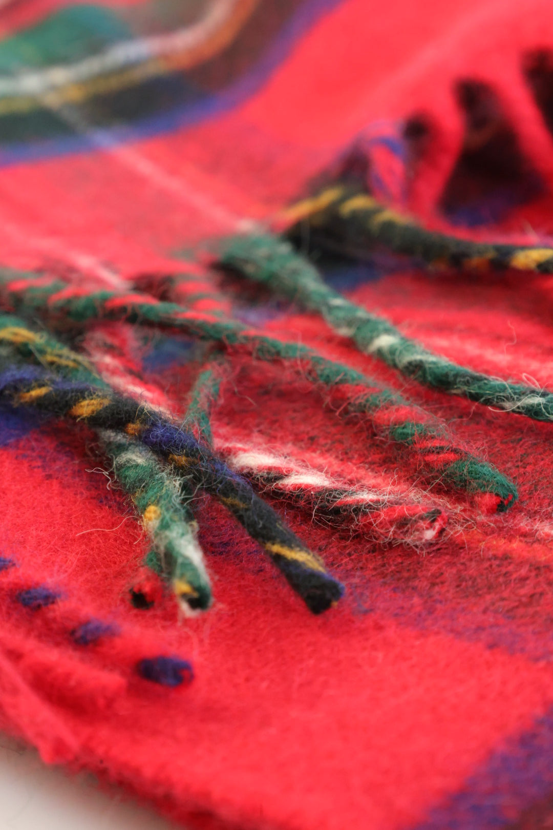 Tartan Angora Wolle Schal Rot