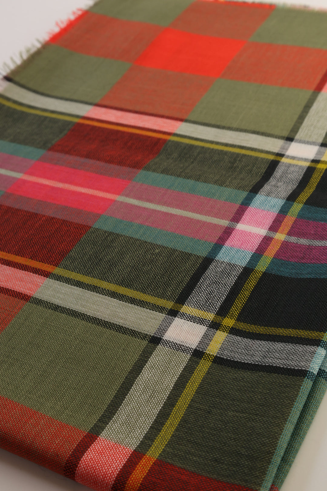 Merino Wolle Stola | Orange Tartan