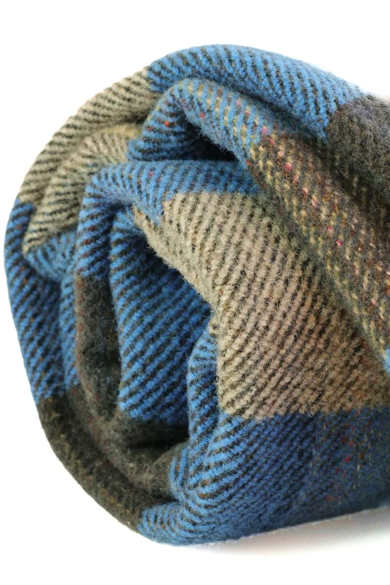 Coloured wool blankets aqua with fringes